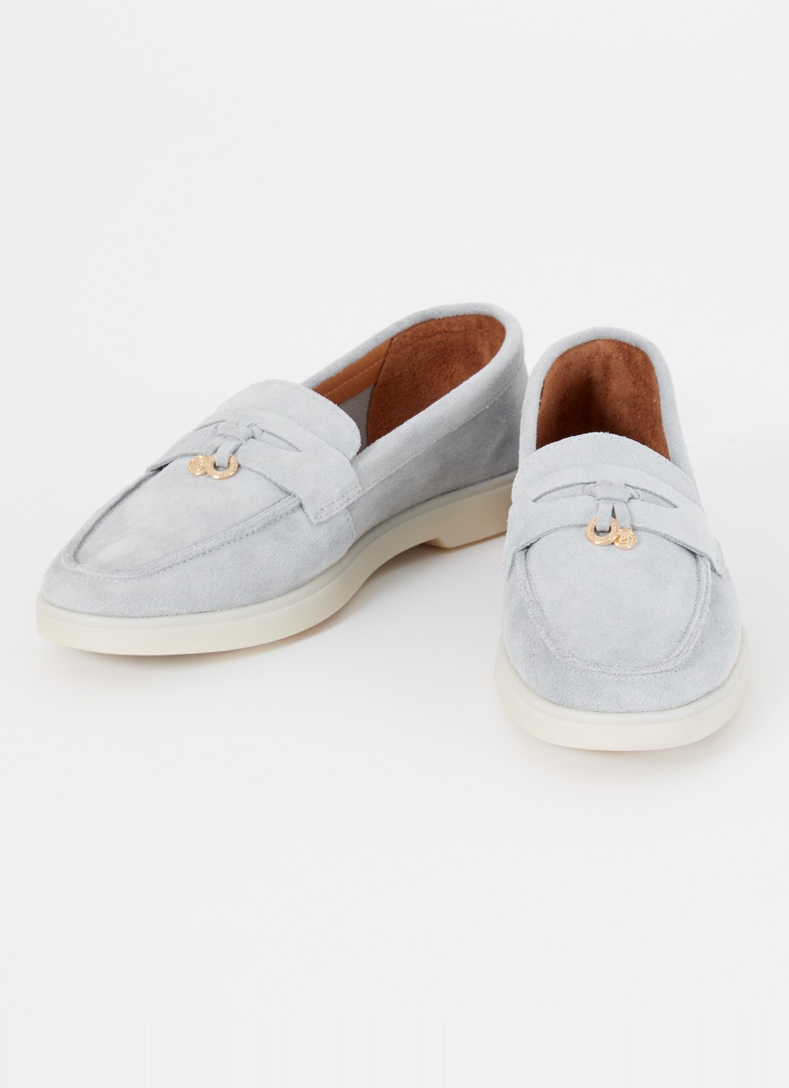 Dune London Grinning loafer van suède - detail 8 blauwgrijs