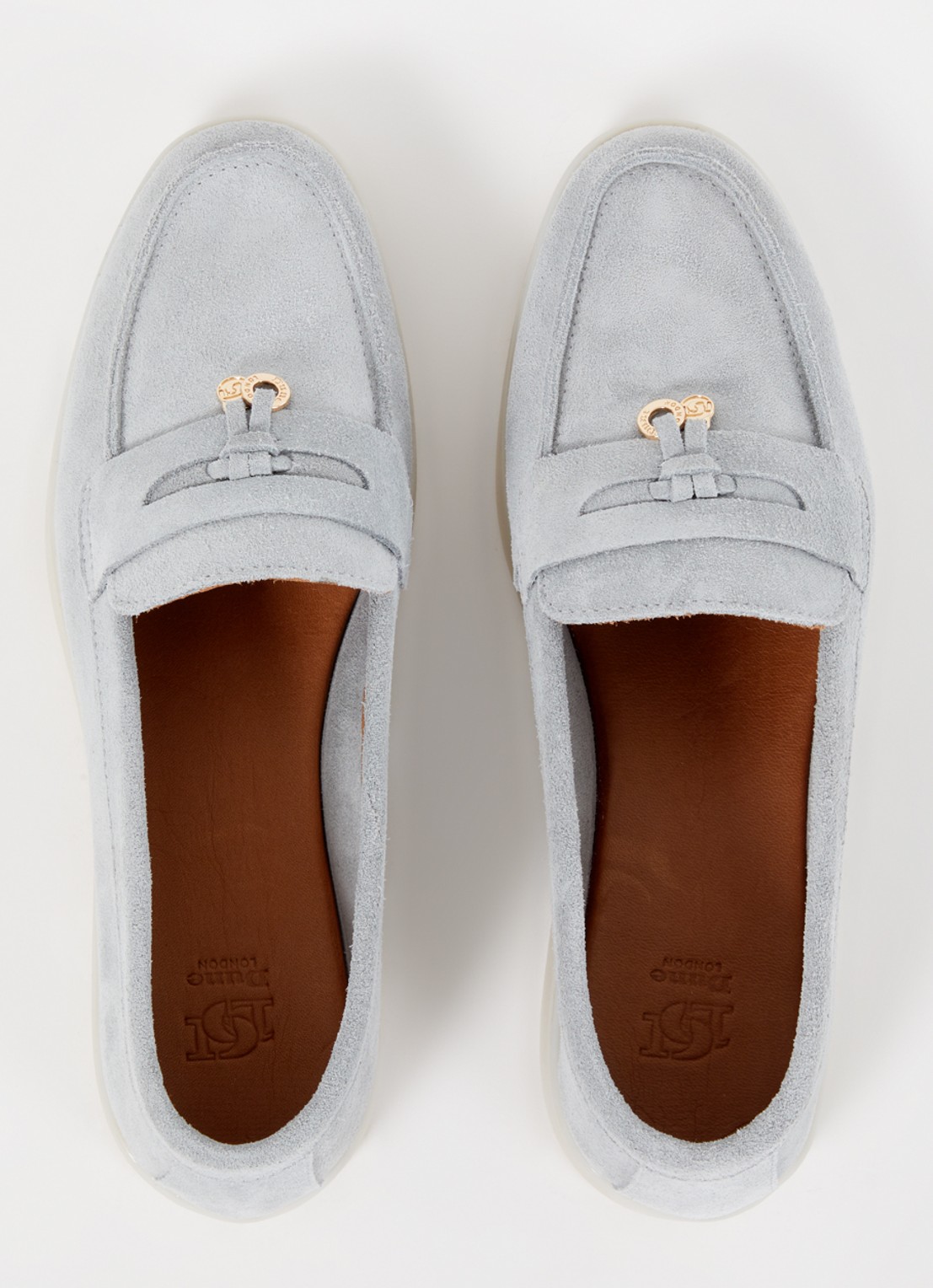Dune London Grinning loafer van suède - detail 9 blauwgrijs