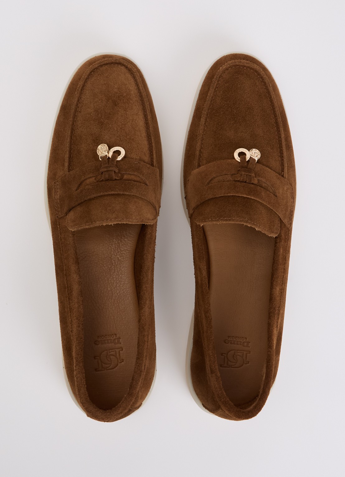Dune London Grinning loafer van suède - detail 4 cognac