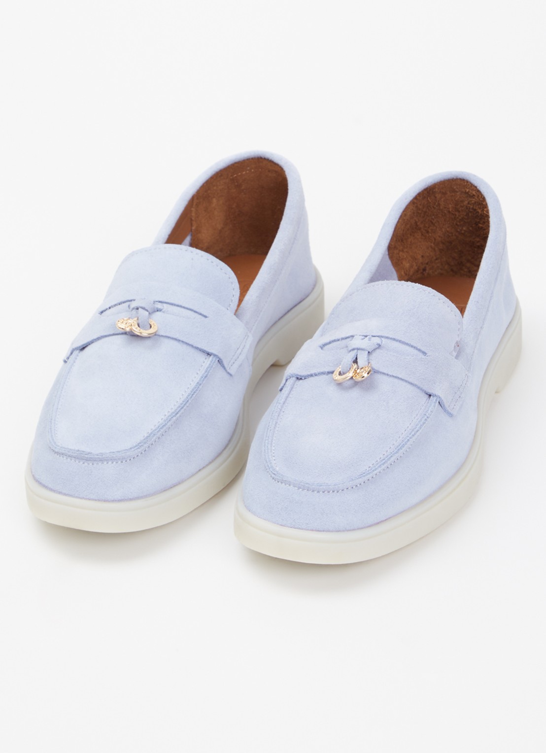 Dune London Grinning loafer van suède - detail 3 lichtblauw