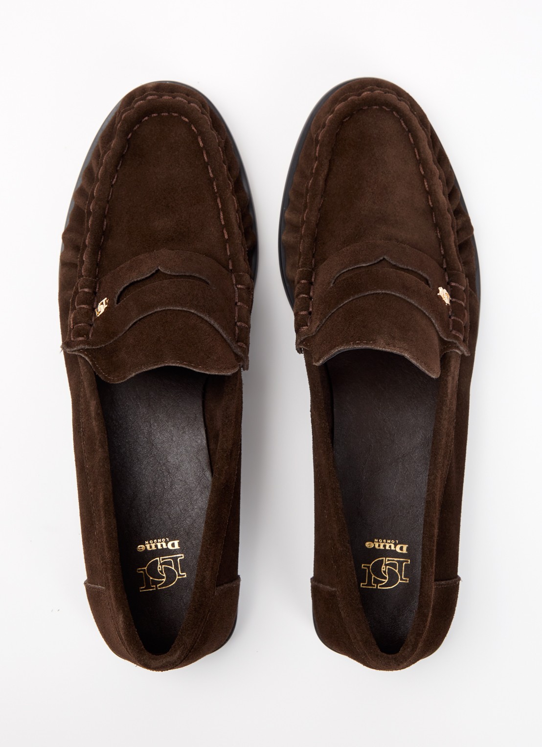 Dune London Grisella loafer van leer - detail 2 donkerbruin