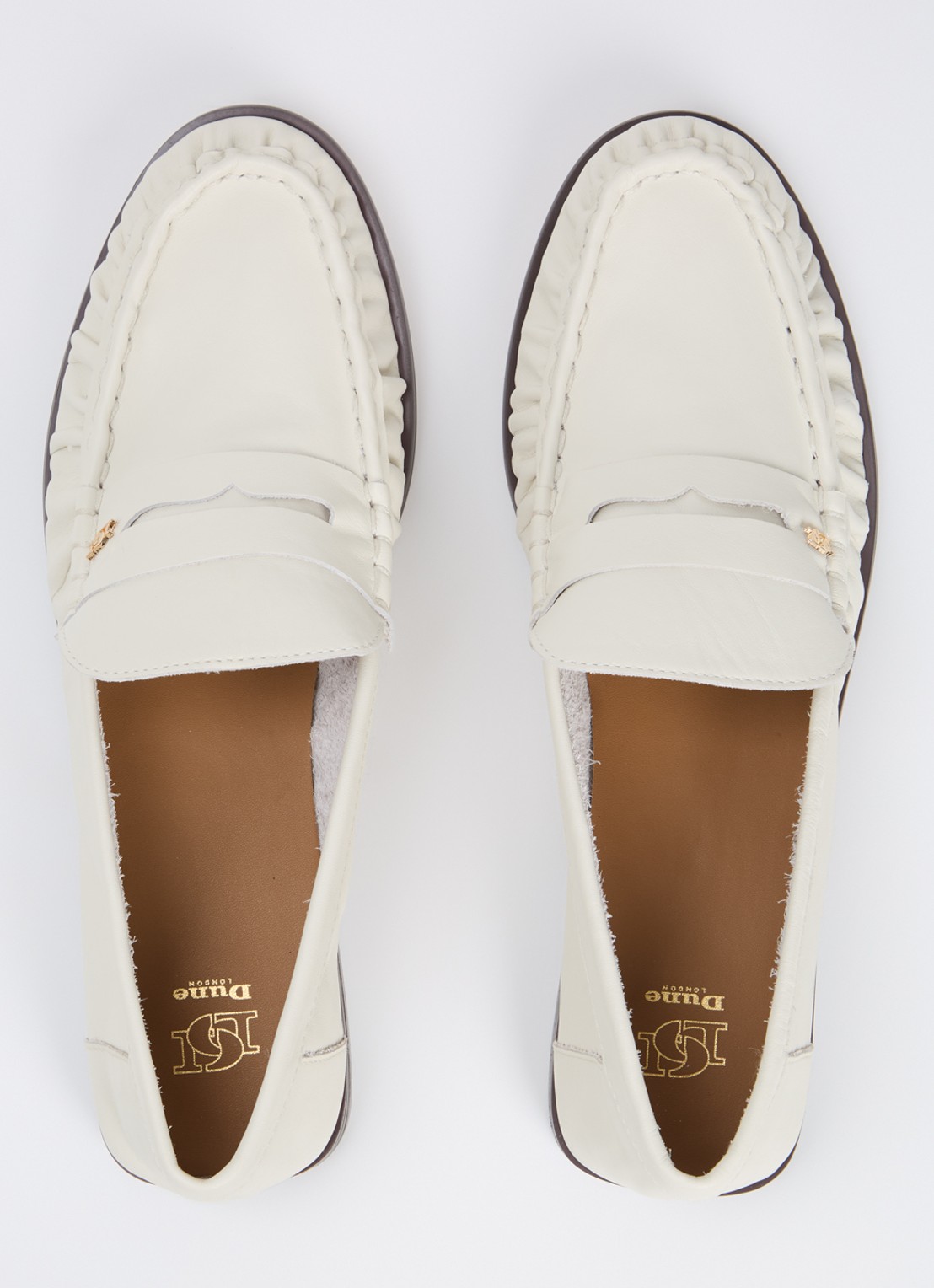 Dune London Grisella loafer van leer - detail 2 creme
