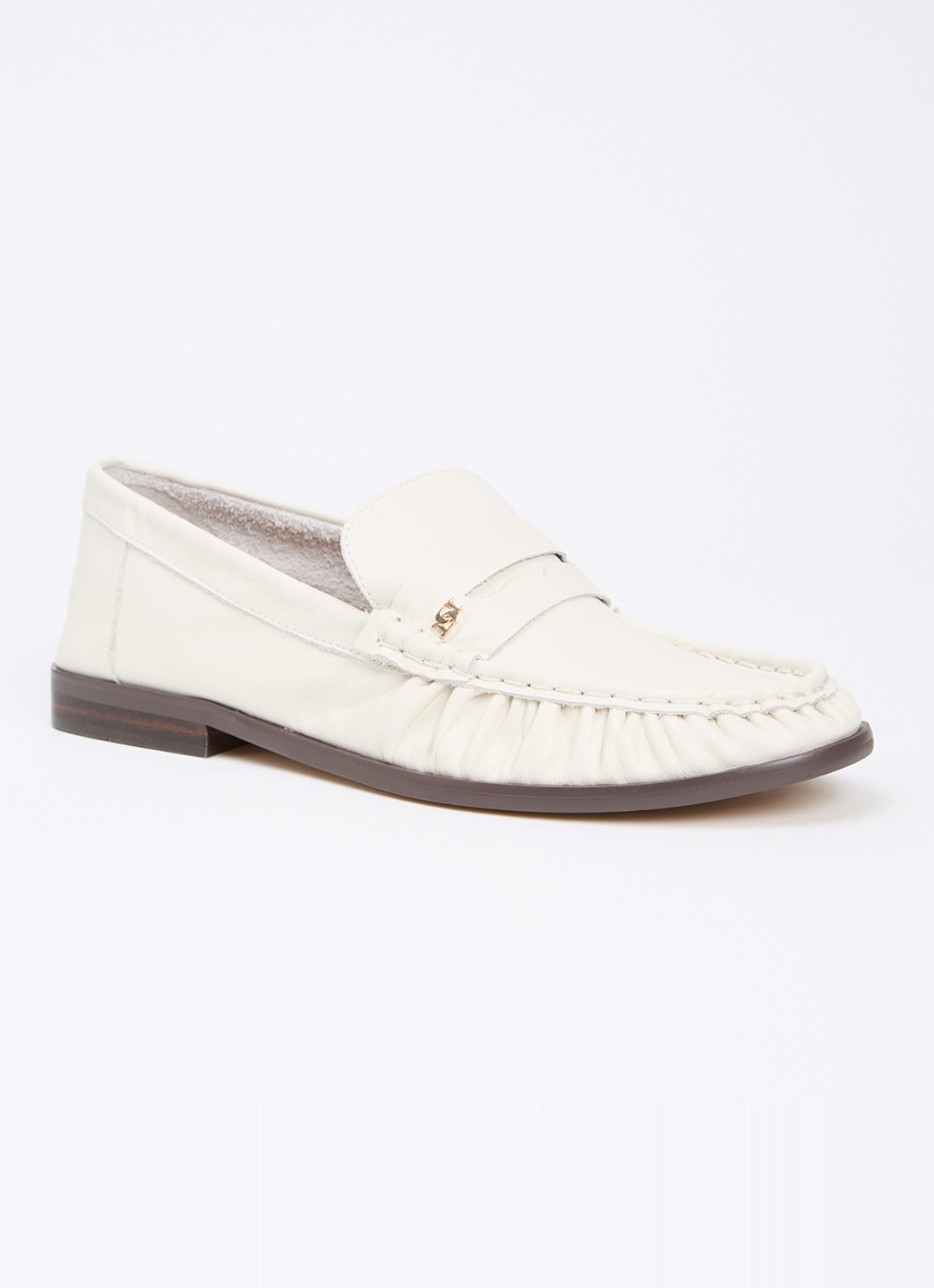 Dune London Grisella loafer van leer - voorkant 4 creme