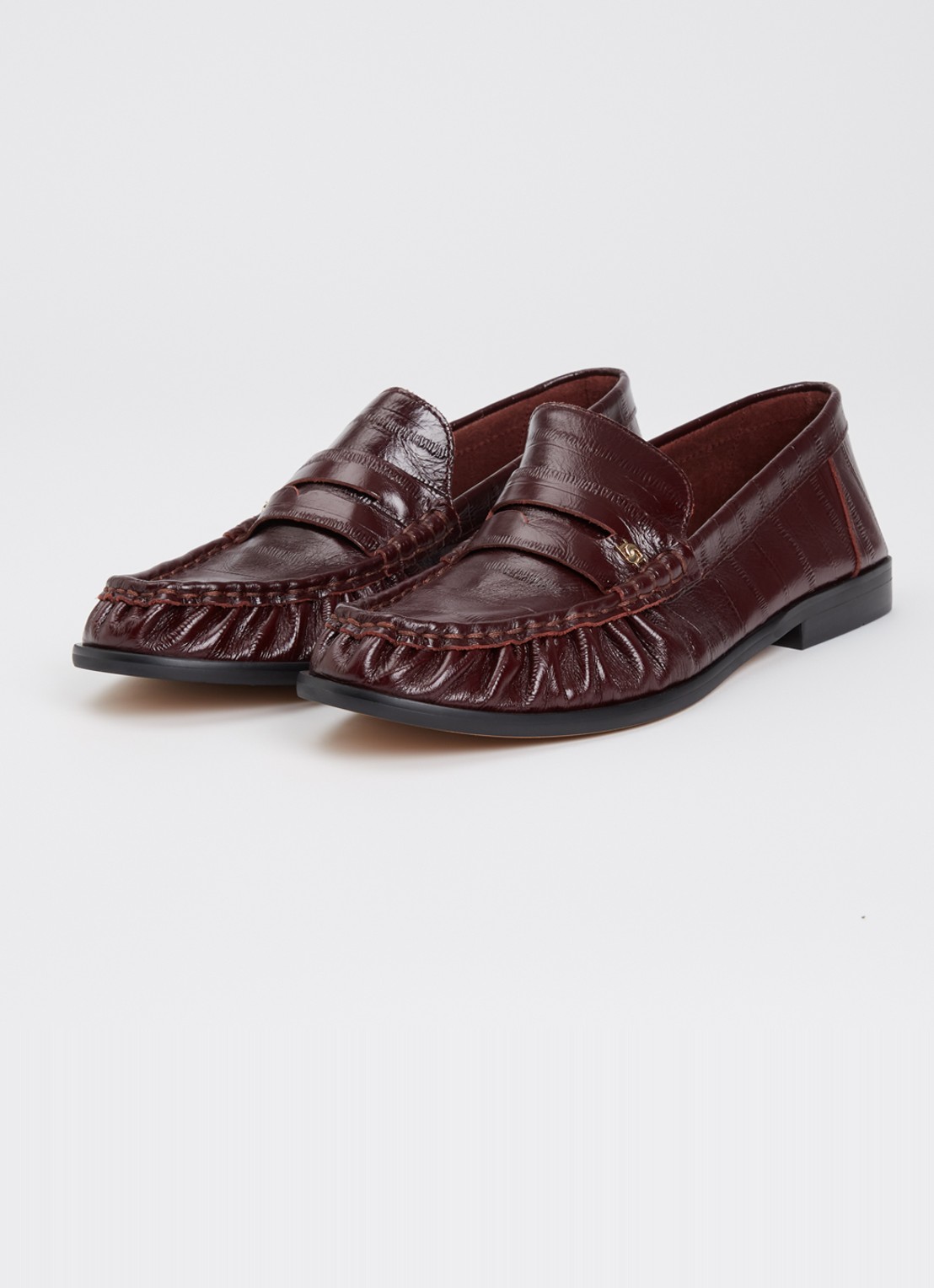 Dune London Grisella loafer van leer - detail 2 aubergine