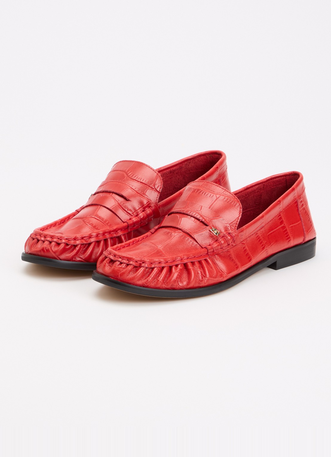 Dune London Grisella loafer van leer - detail rood
