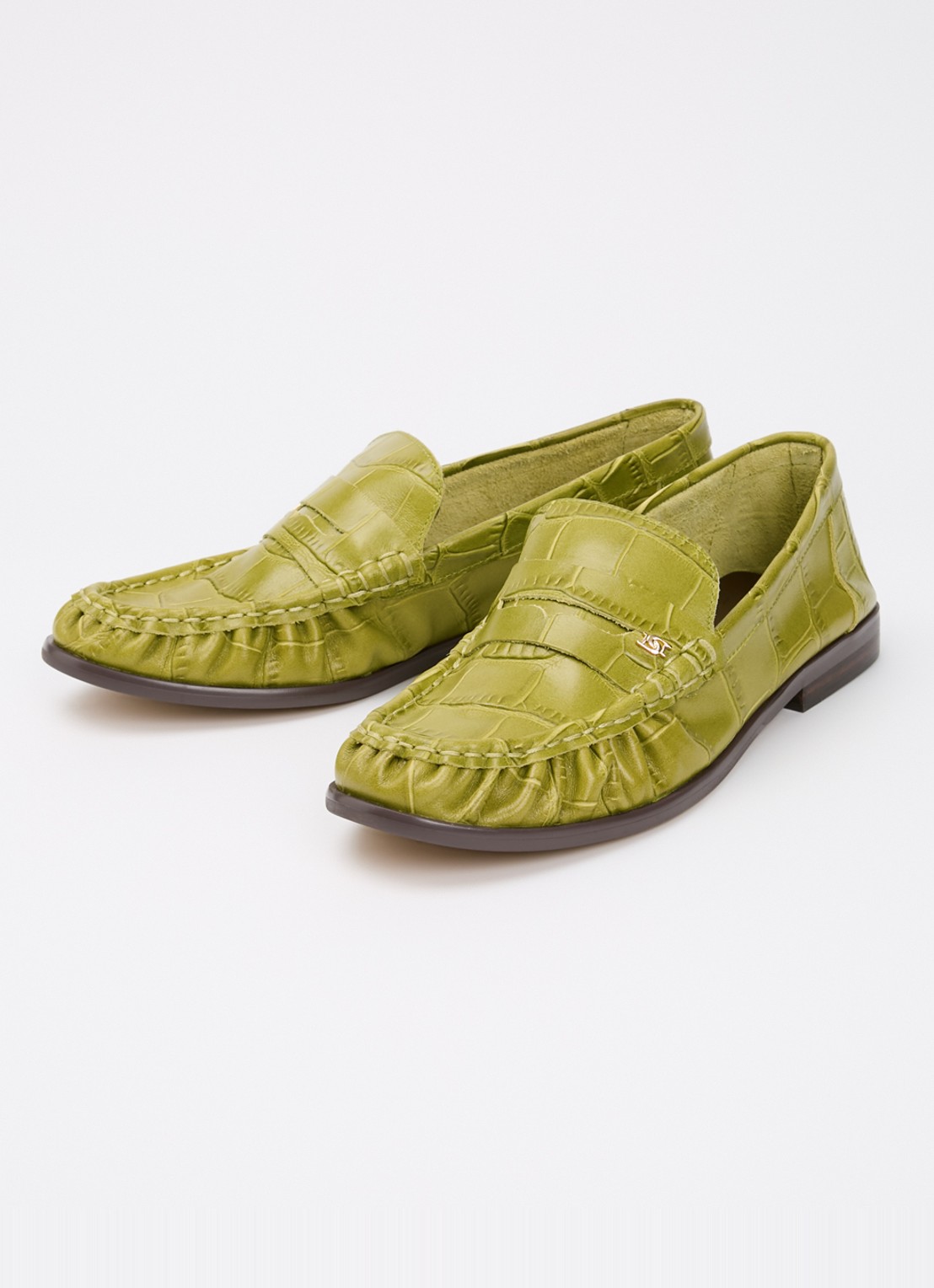 Dune London Grisella loafer van leer - detail groen