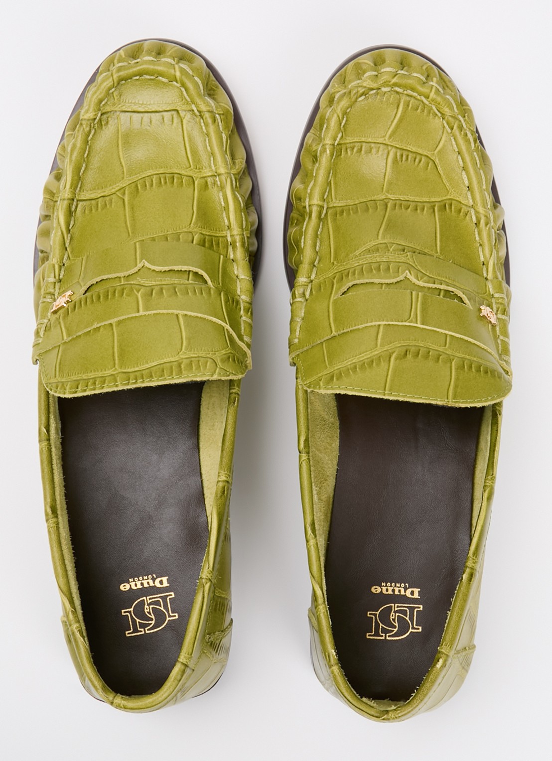 Dune London Grisella loafer van leer - detail 2 groen