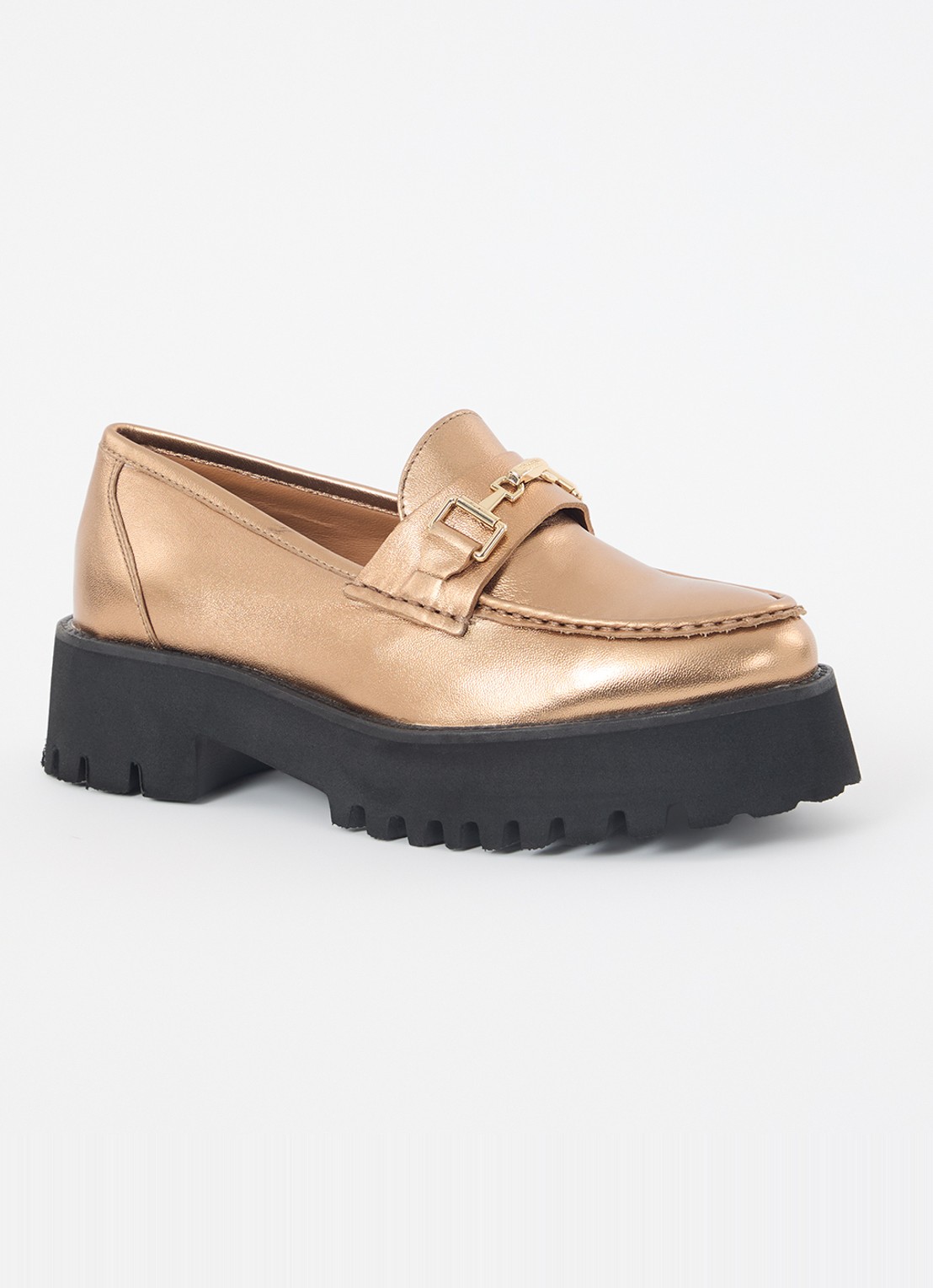 Dune London Groundbreaking loafer van leer - voorkant brons
