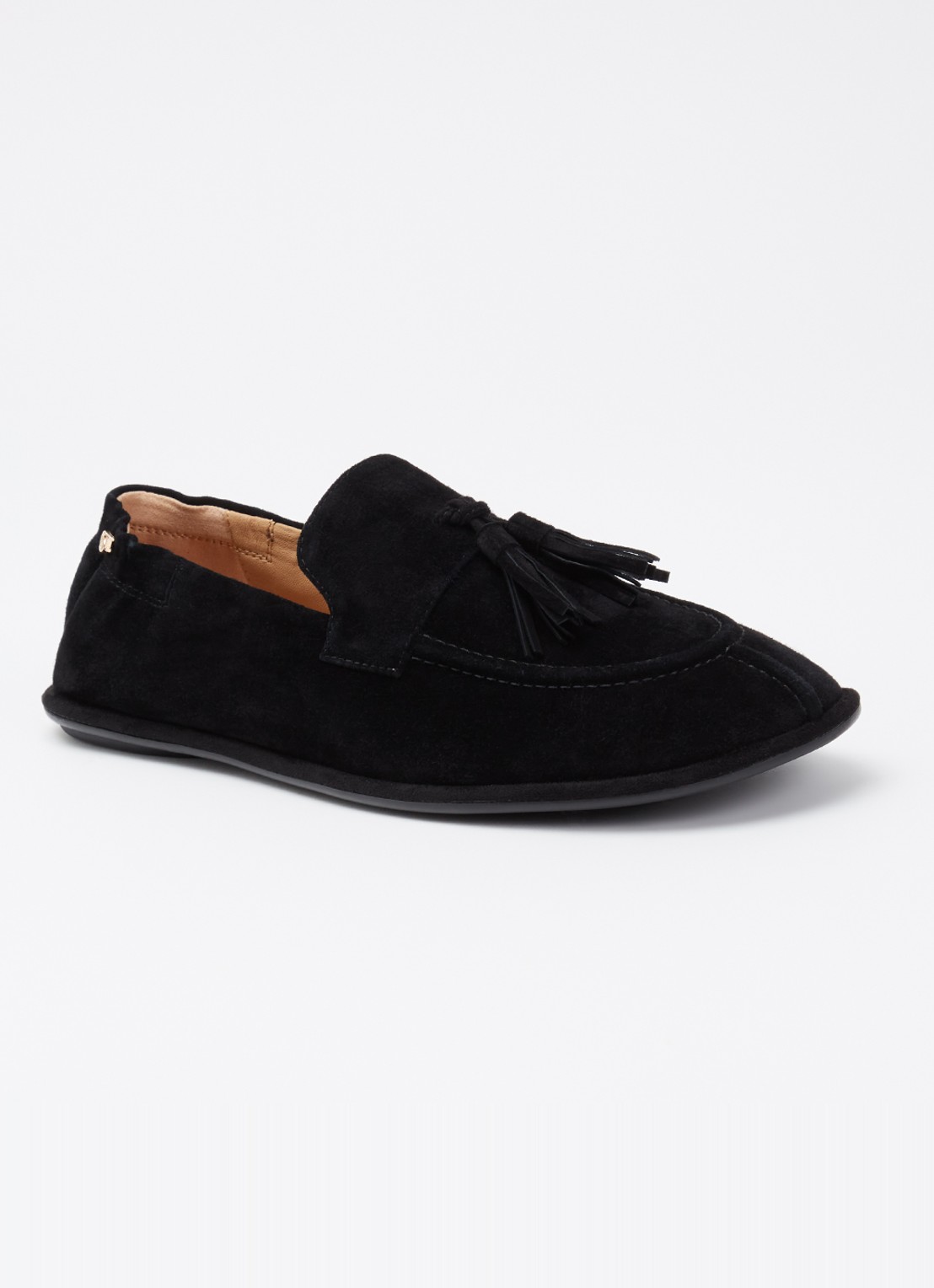 Dune London Grounding loafer van suède - voorkant zwart