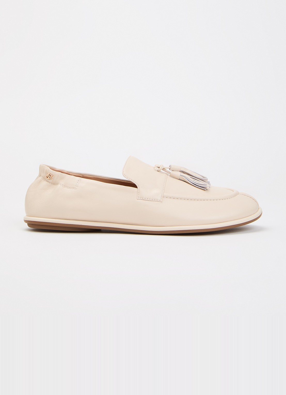 Dune London Grounding loafer van suède - voorkant creme