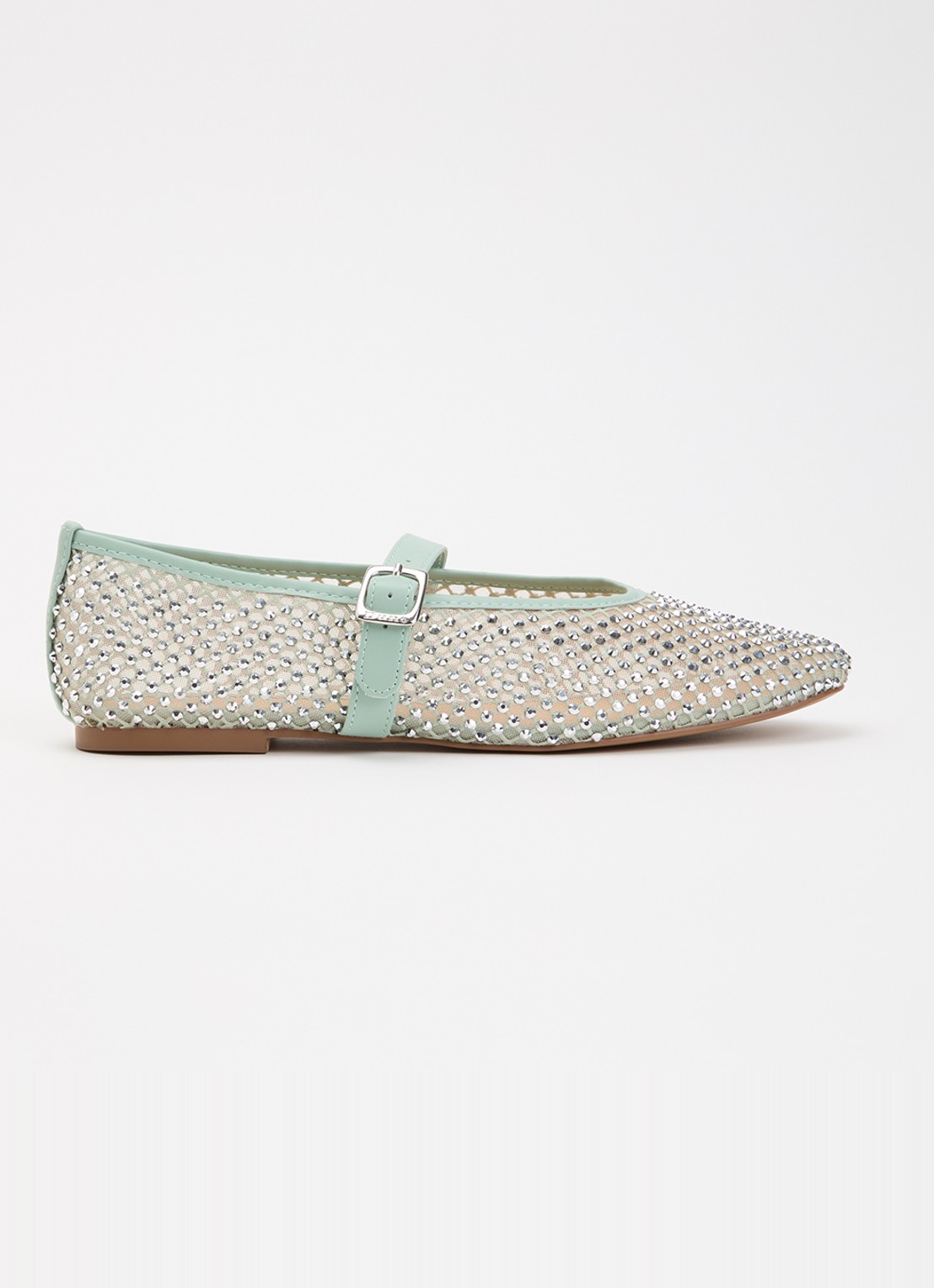 Dune London Haislee ballerina met gestrikt detail - voorkant 5 lindegroen