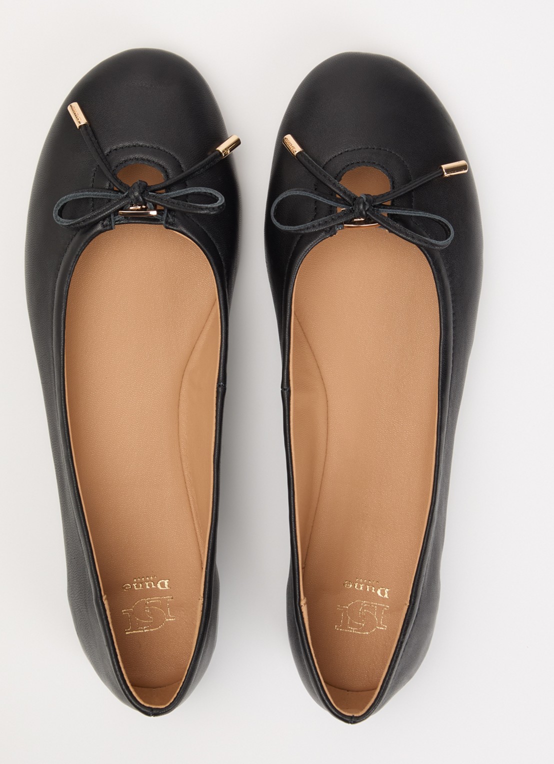 Dune London Hali ballerina van leer met strikdetail - detail 4 zwart