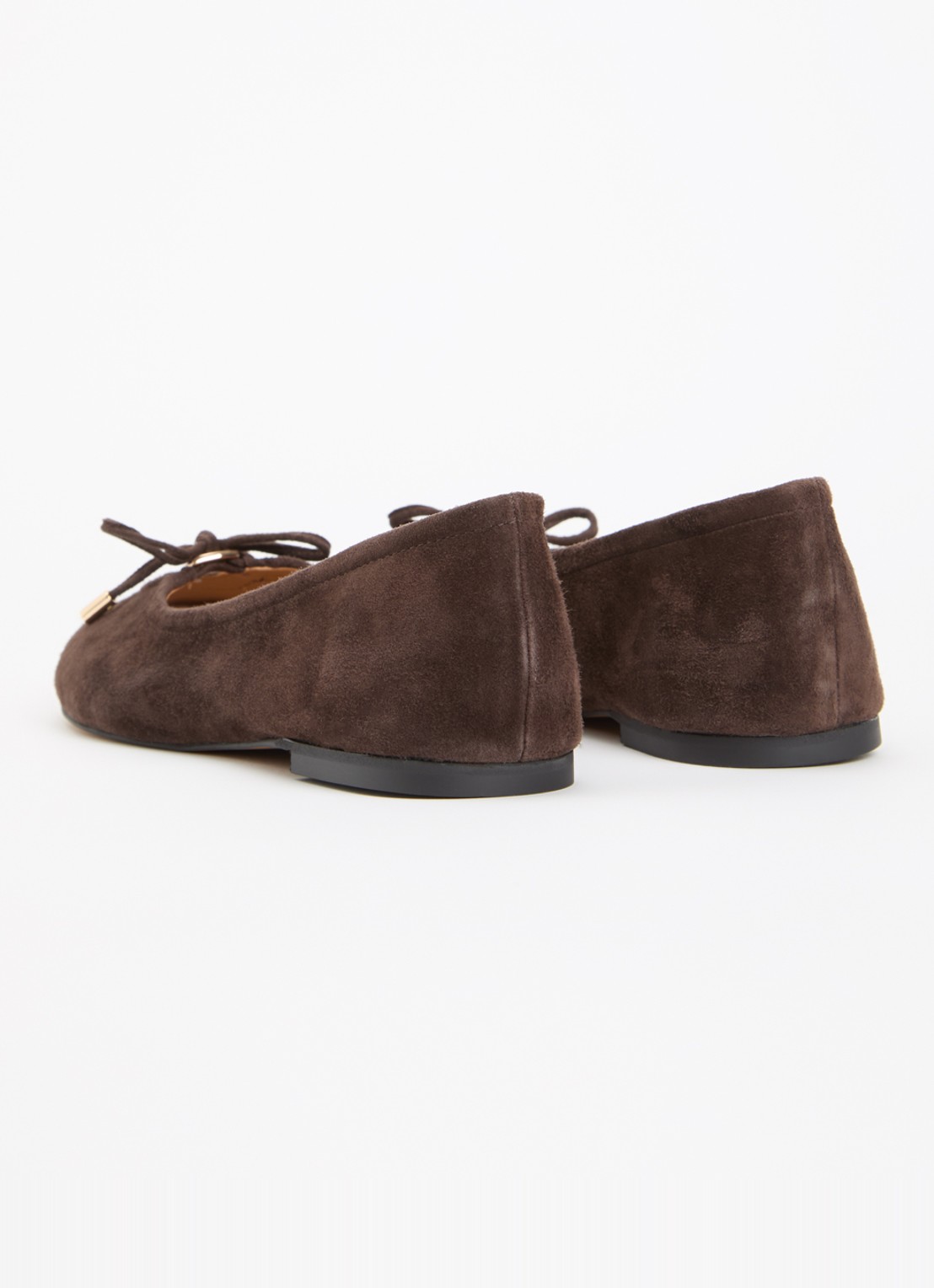 Dune London Hali ballerina van leer met strikdetail - achterkant bruin