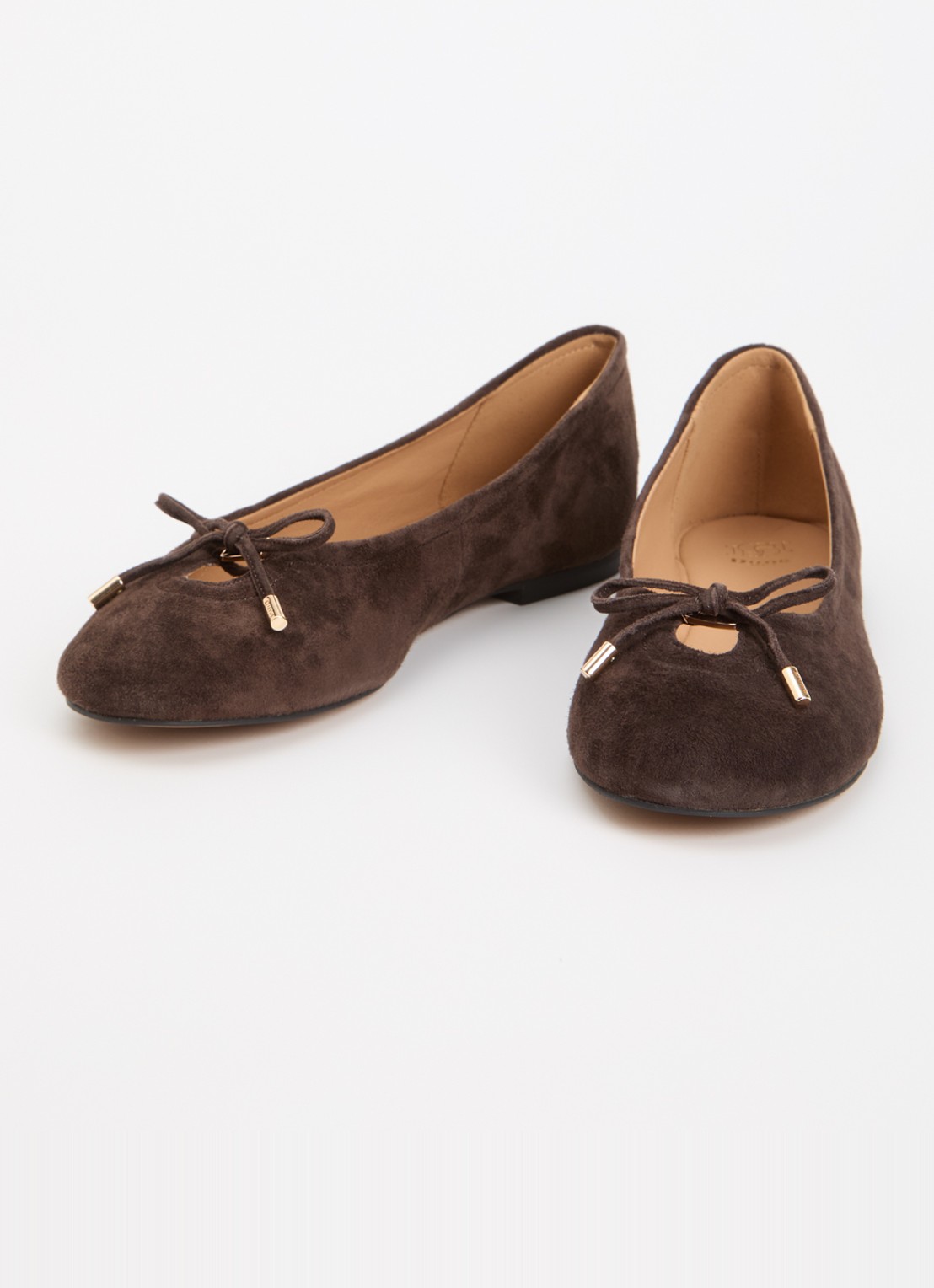 Dune London Hali ballerina van leer met strikdetail - detail 3 bruin