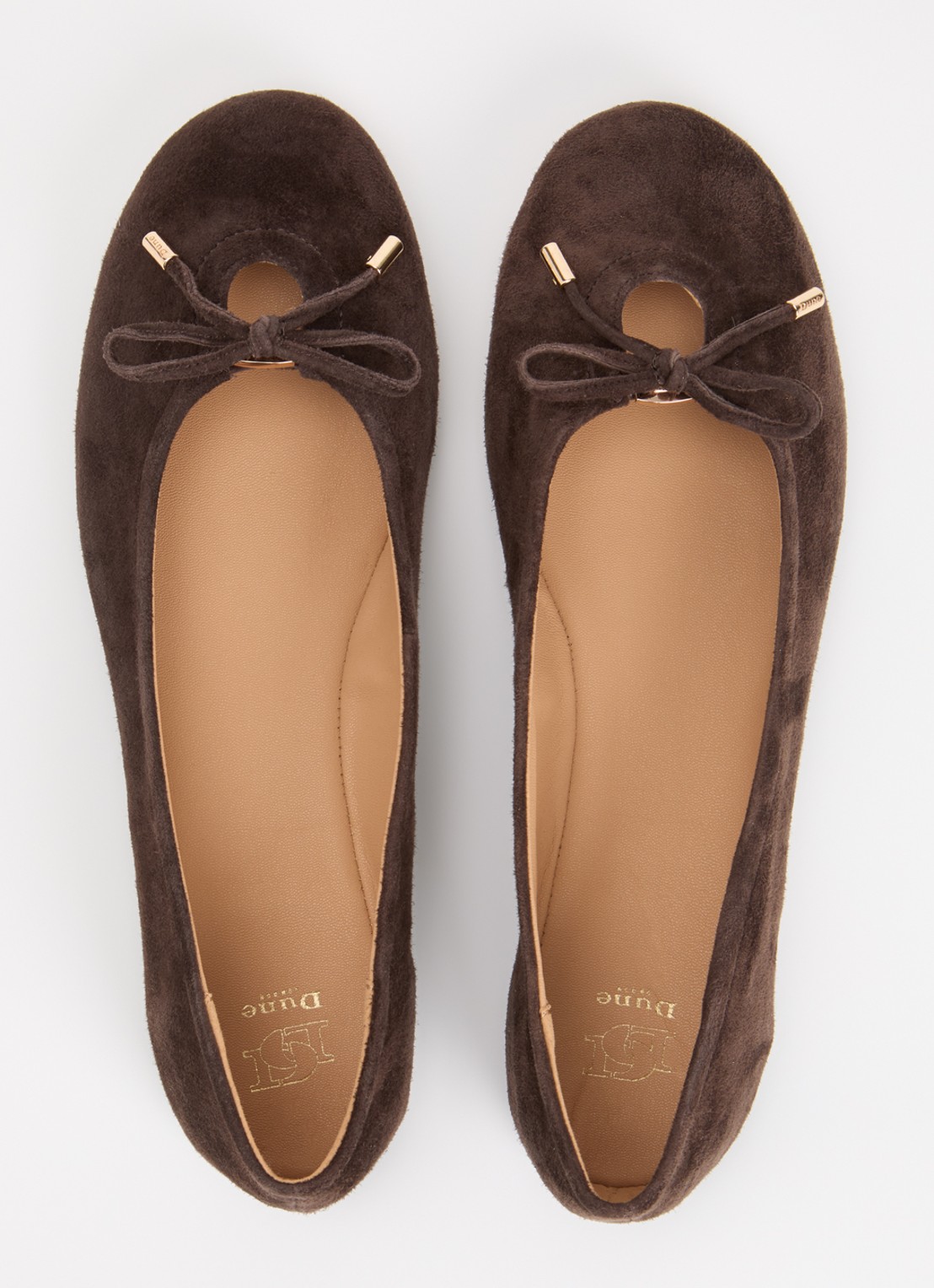 Dune London Hali ballerina van leer met strikdetail - detail 4 bruin