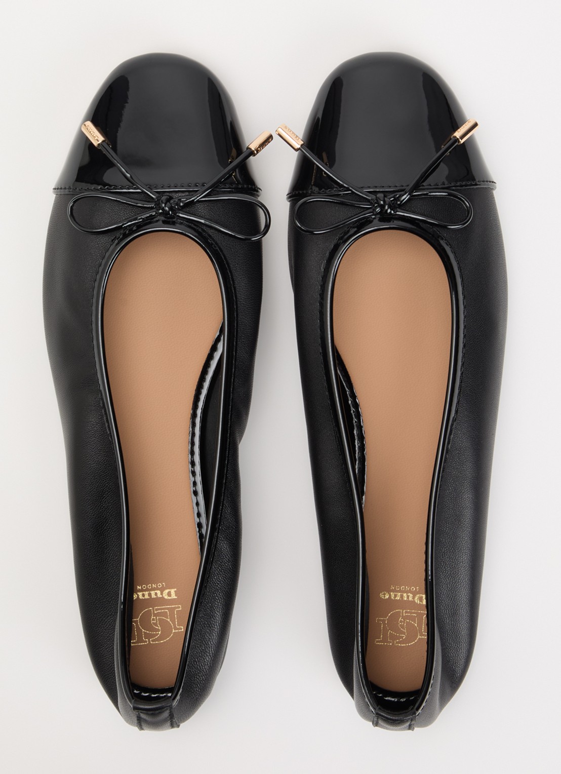 Dune London Haliah ballerina van leer met strikdetail - detail 3 zwart