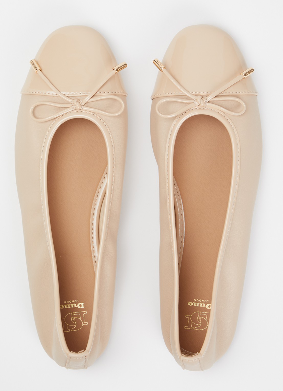 Dune London Haliah ballerina van leer met strikdetail - detail 3 beige
