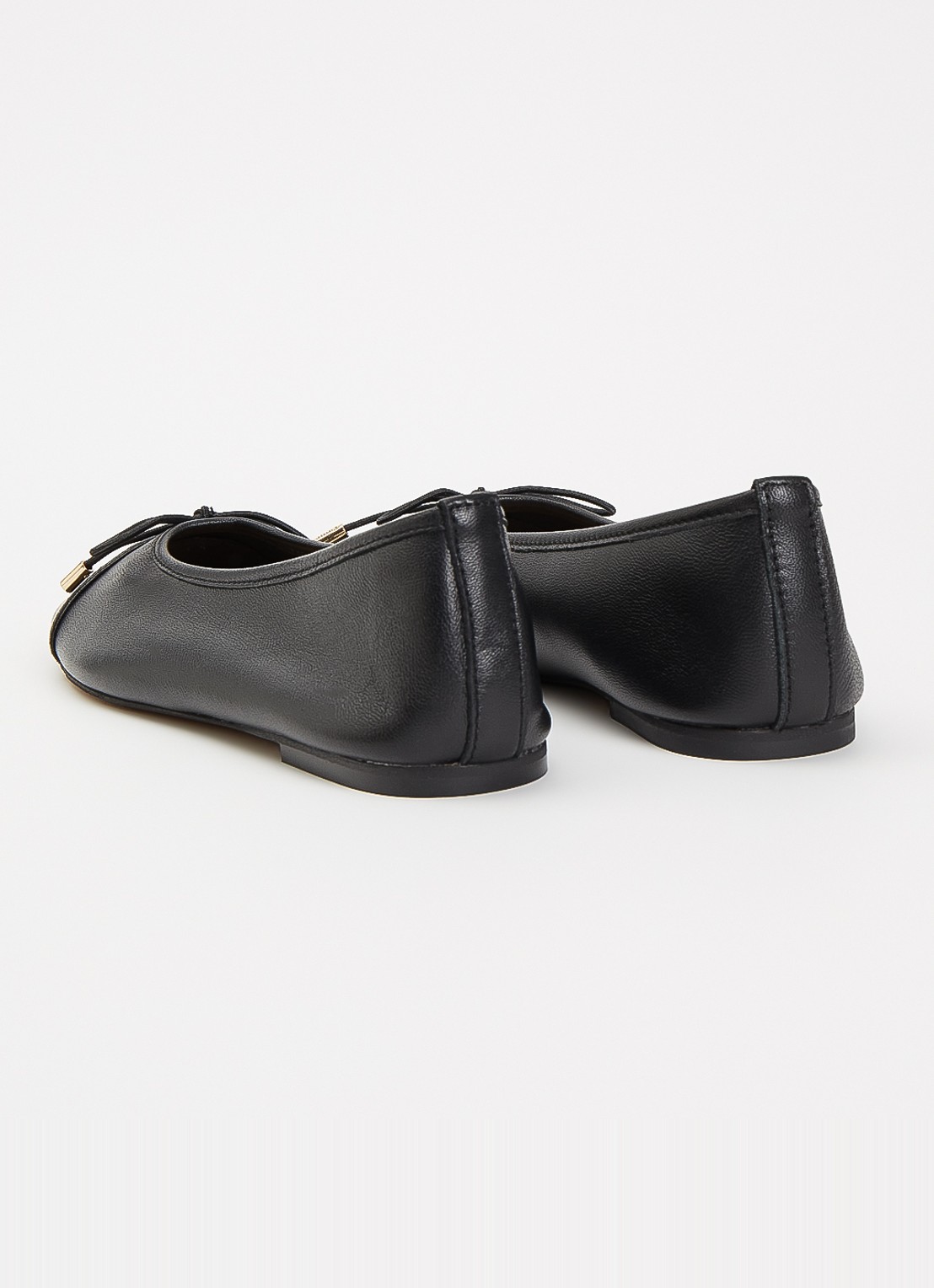 Dune London Haliah ballerina van leer met strikdetail - achterkant 2 diepzwart