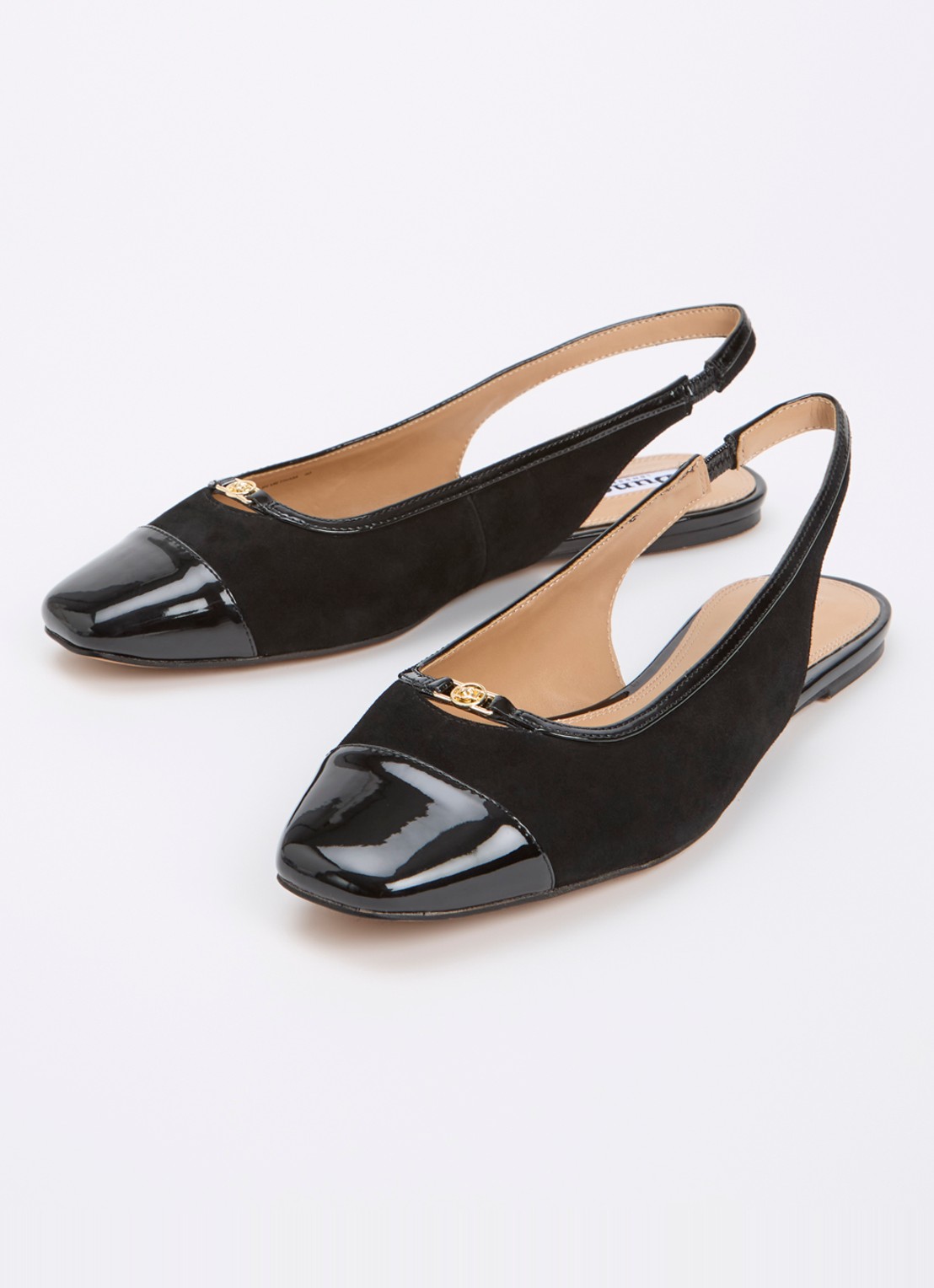 Dune London Hanna slingback van suède - detail 3 zwart