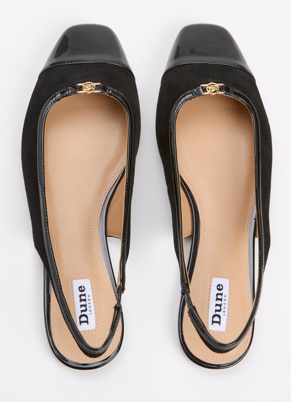 Dune London Hanna slingback van suède - detail 4 zwart