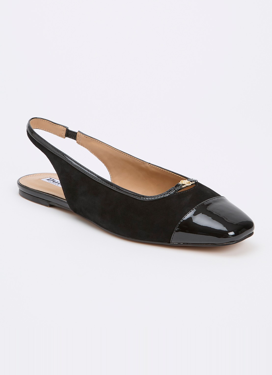 Dune London Hanna slingback van suède - voorkant 2 zwart