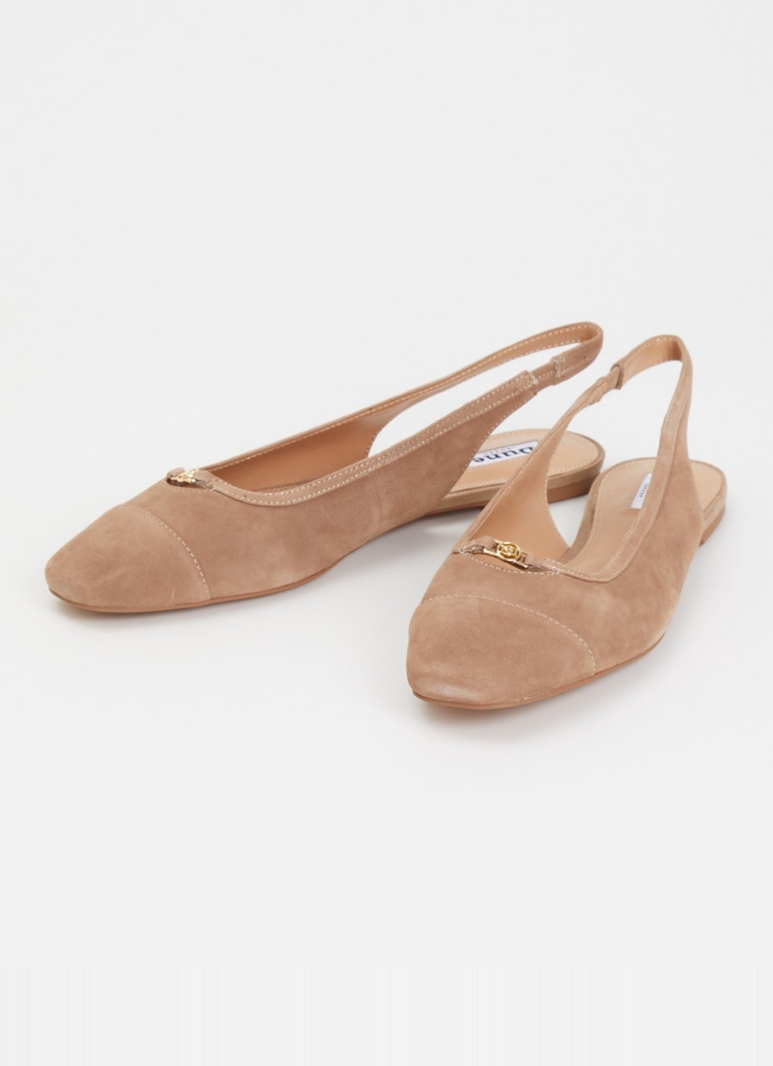 Dune London Hanna slingback van suède - detail 3 donkerbeige