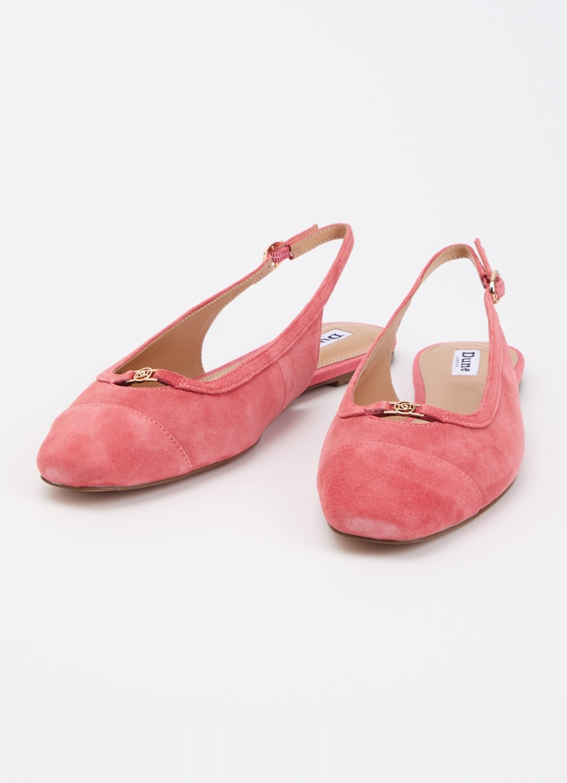 Dune London Hanna slingback van suède - detail oudroze