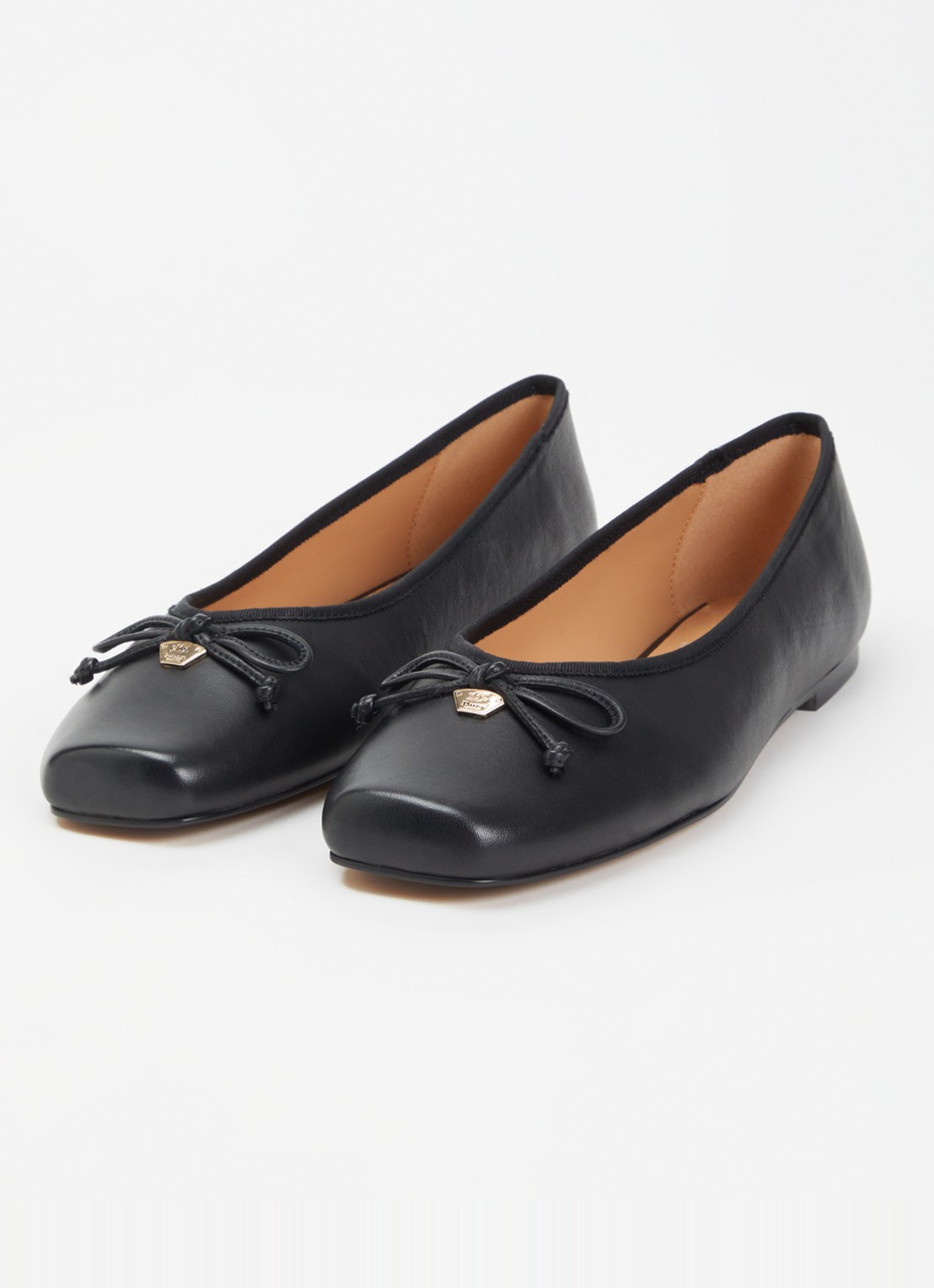 Dune London Harllowe ballerina van leer - detail zwart