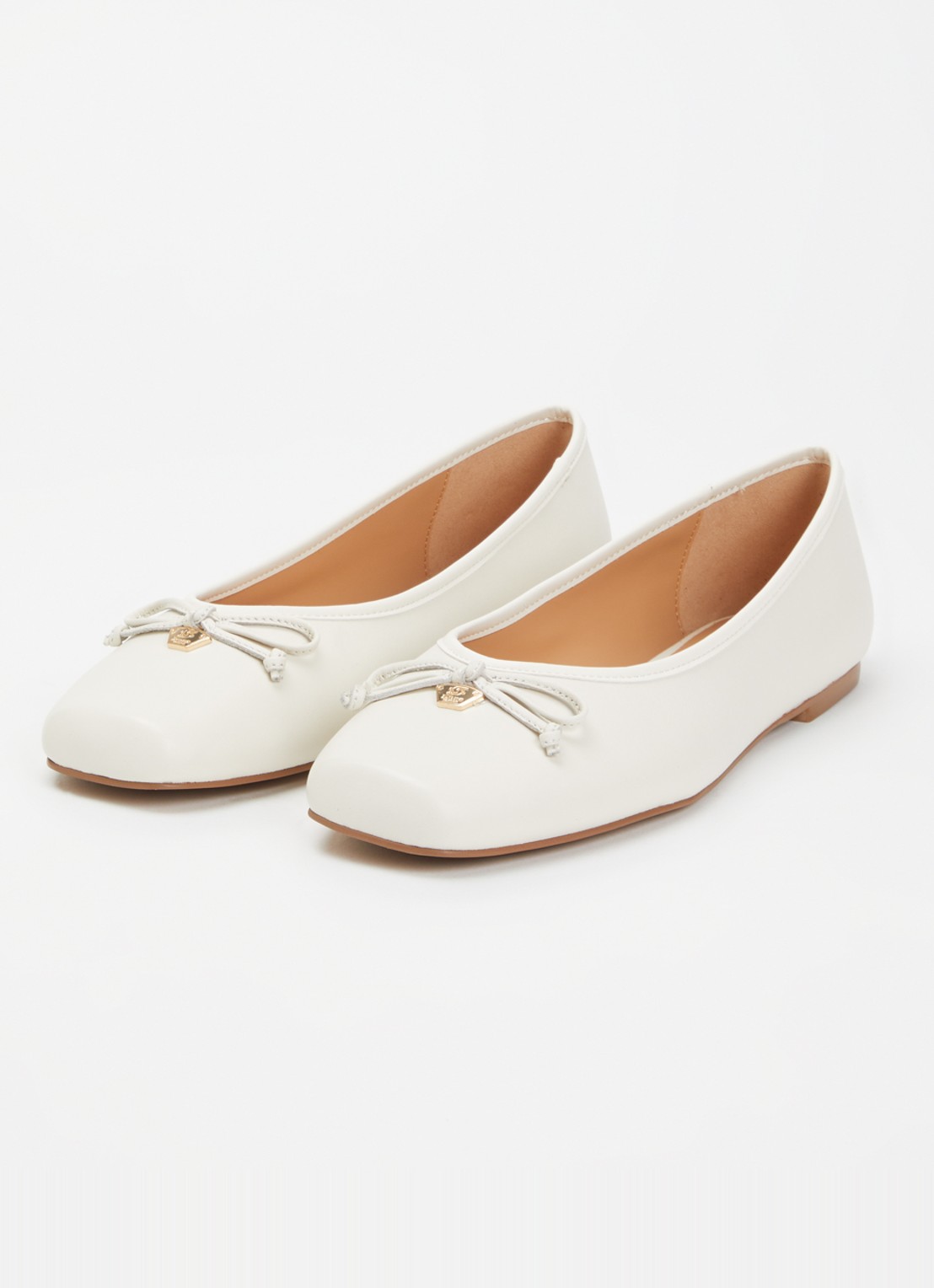 Dune London Harllowe ballerina van leer - detail wit