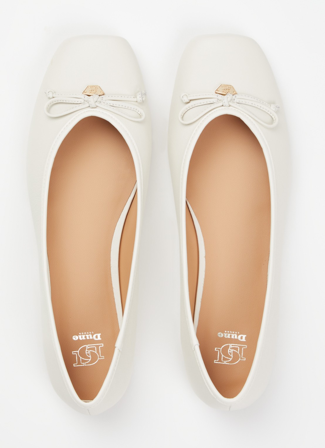 Dune London Harllowe ballerina van leer - detail 2 wit
