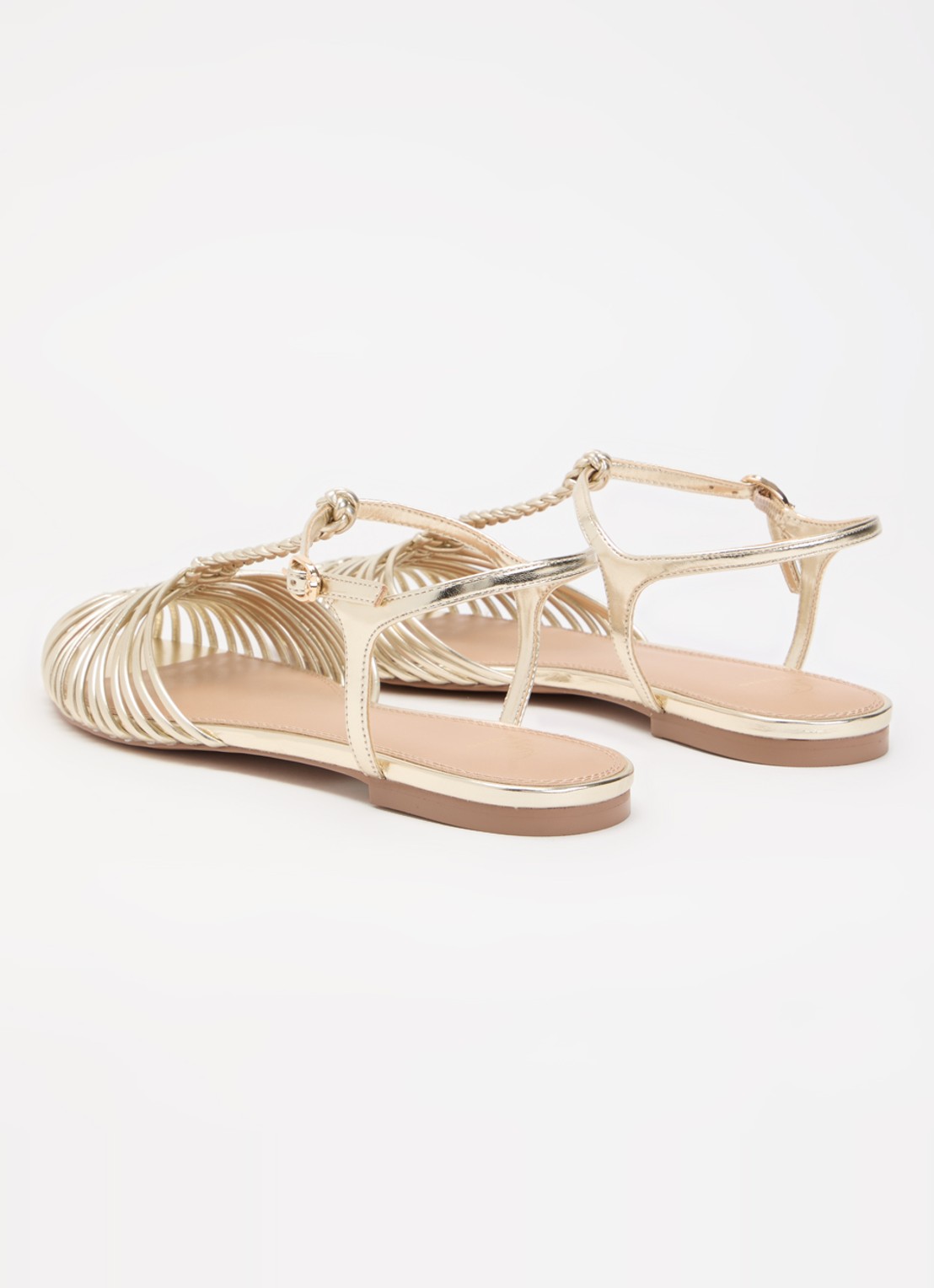 Dune London Harmoni sandaal met metallic finish - achterkant 2 goud