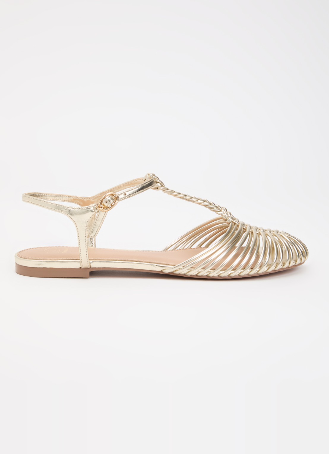 Dune London Harmoni sandaal met metallic finish - voorkant goud