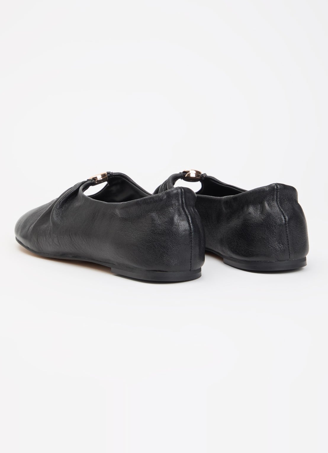 Dune London Havella ballerina van leer - achterkant zwart