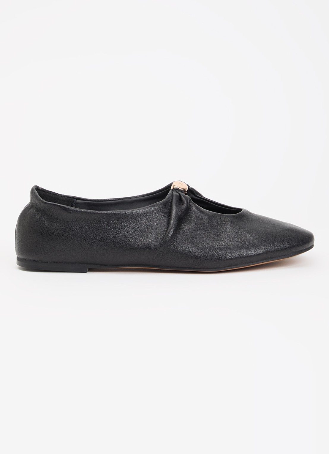 Dune London Havella ballerina van leer - voorkant 5 zwart