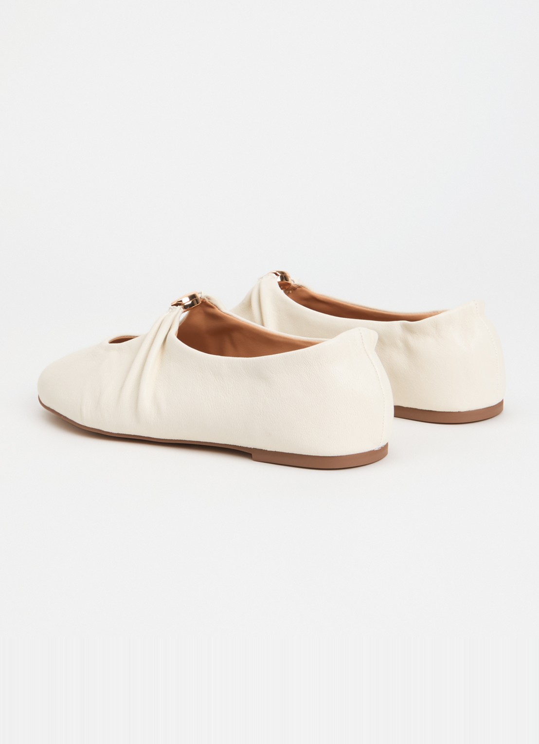Dune London Havella ballerina van leer - achterkant 5 gebroken wit