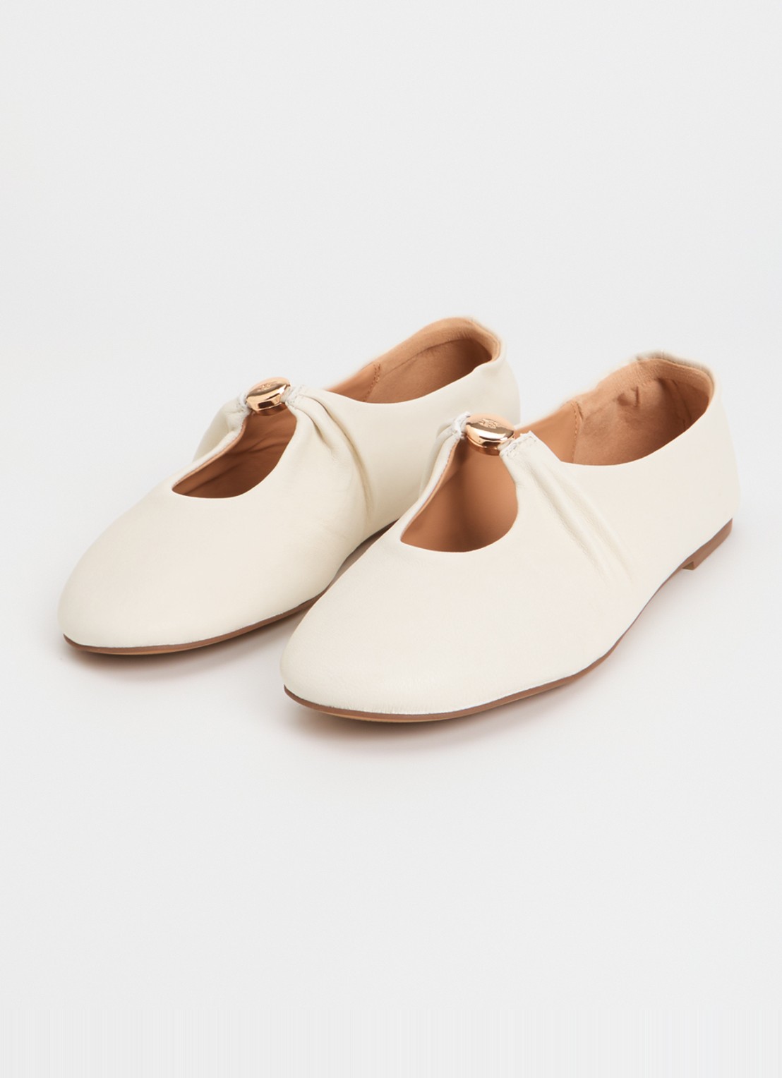 Dune London Havella ballerina van leer - detail gebroken wit