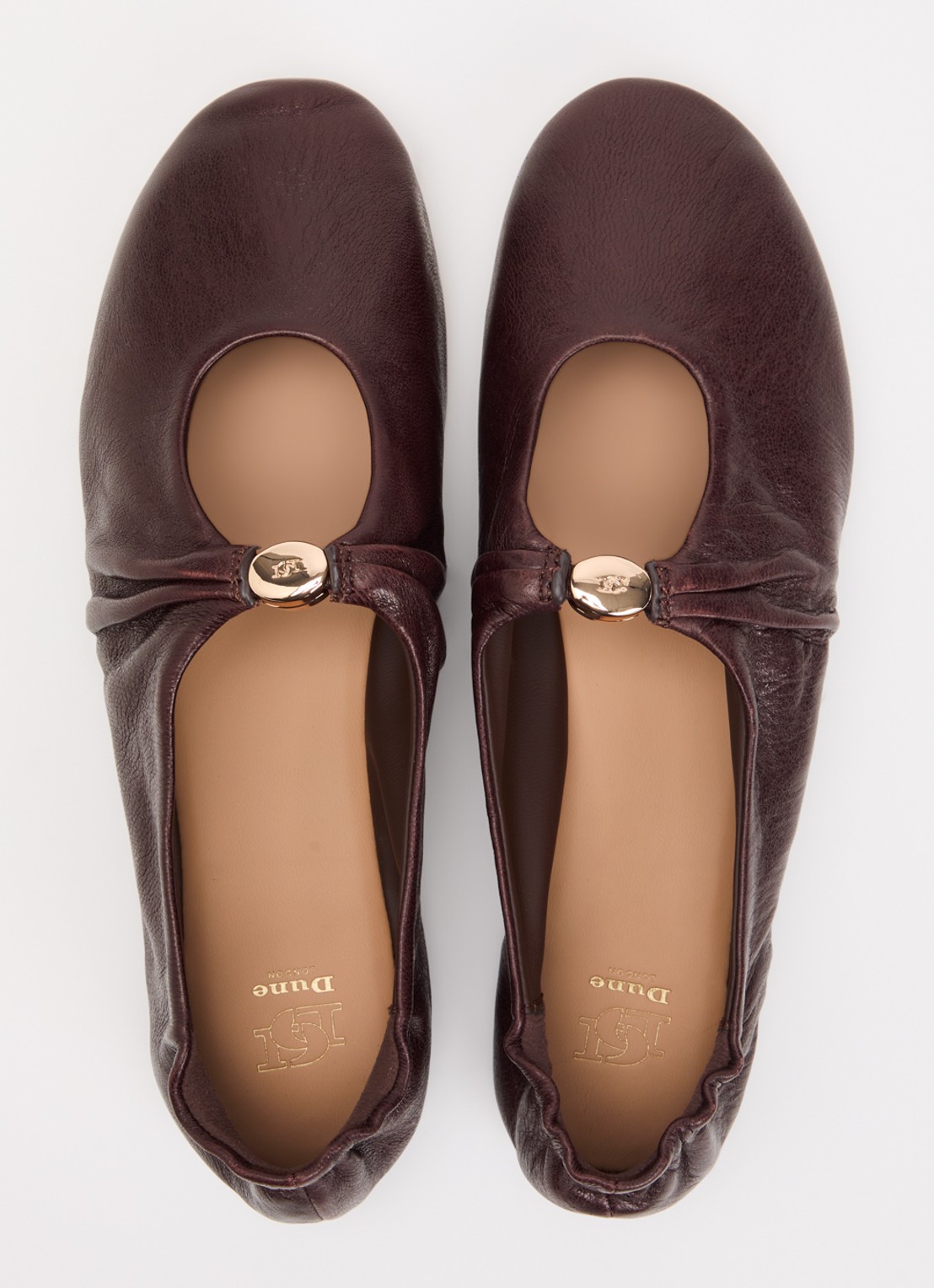 Dune London Havella ballerina van leer - detail 3 bordeauxrood