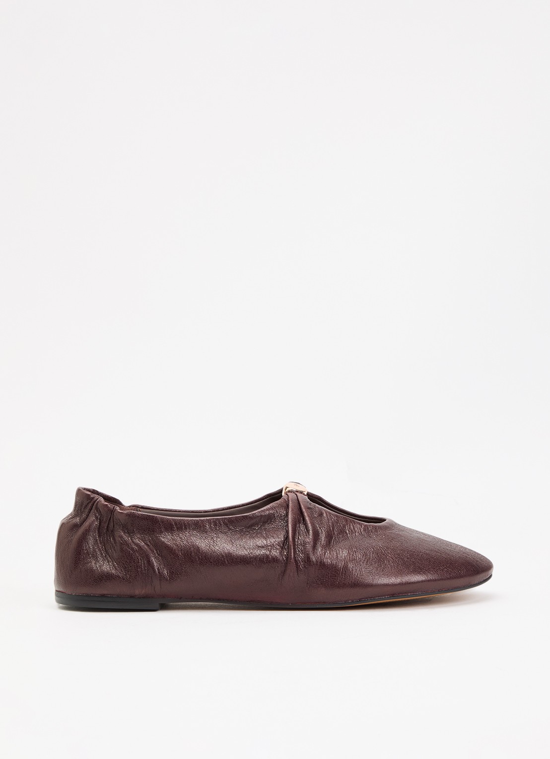 Dune London Havella ballerina van leer - voorkant bordeauxrood