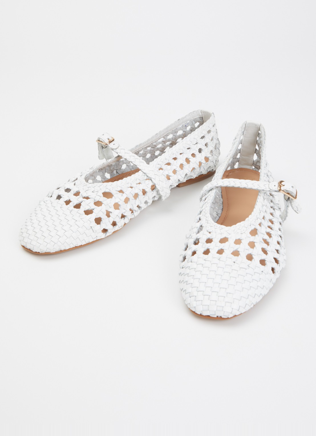 Dune London Hazella ballerina van leer - detail wit