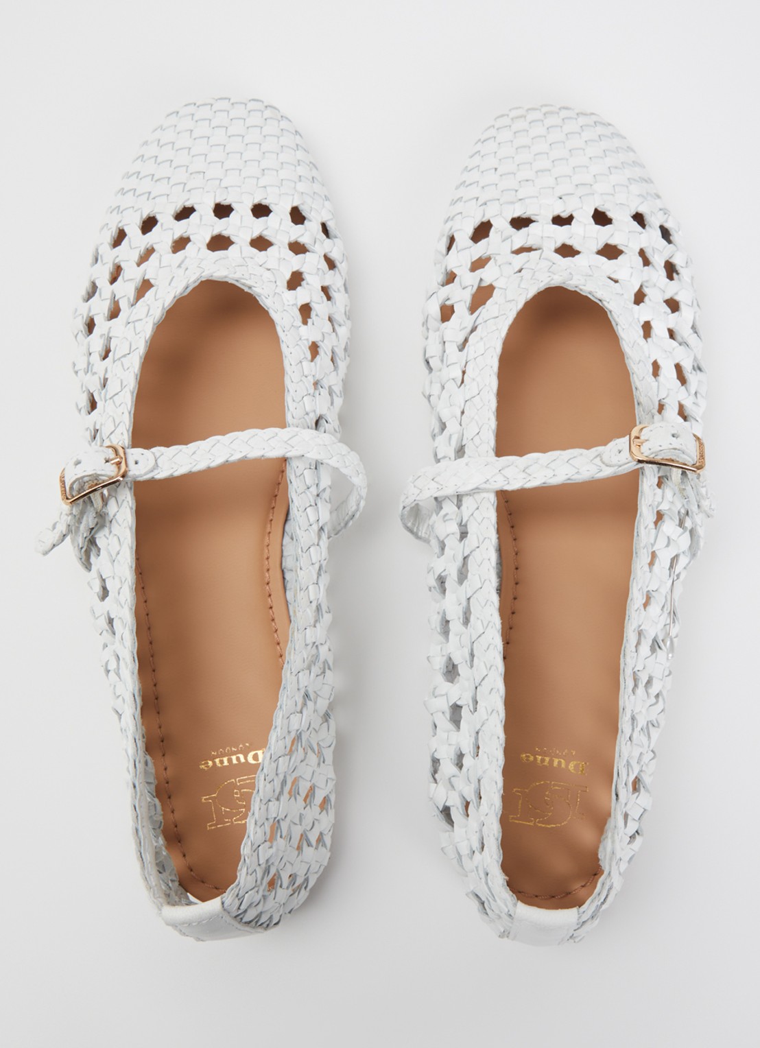 Dune London Hazella ballerina van leer - detail 2 wit