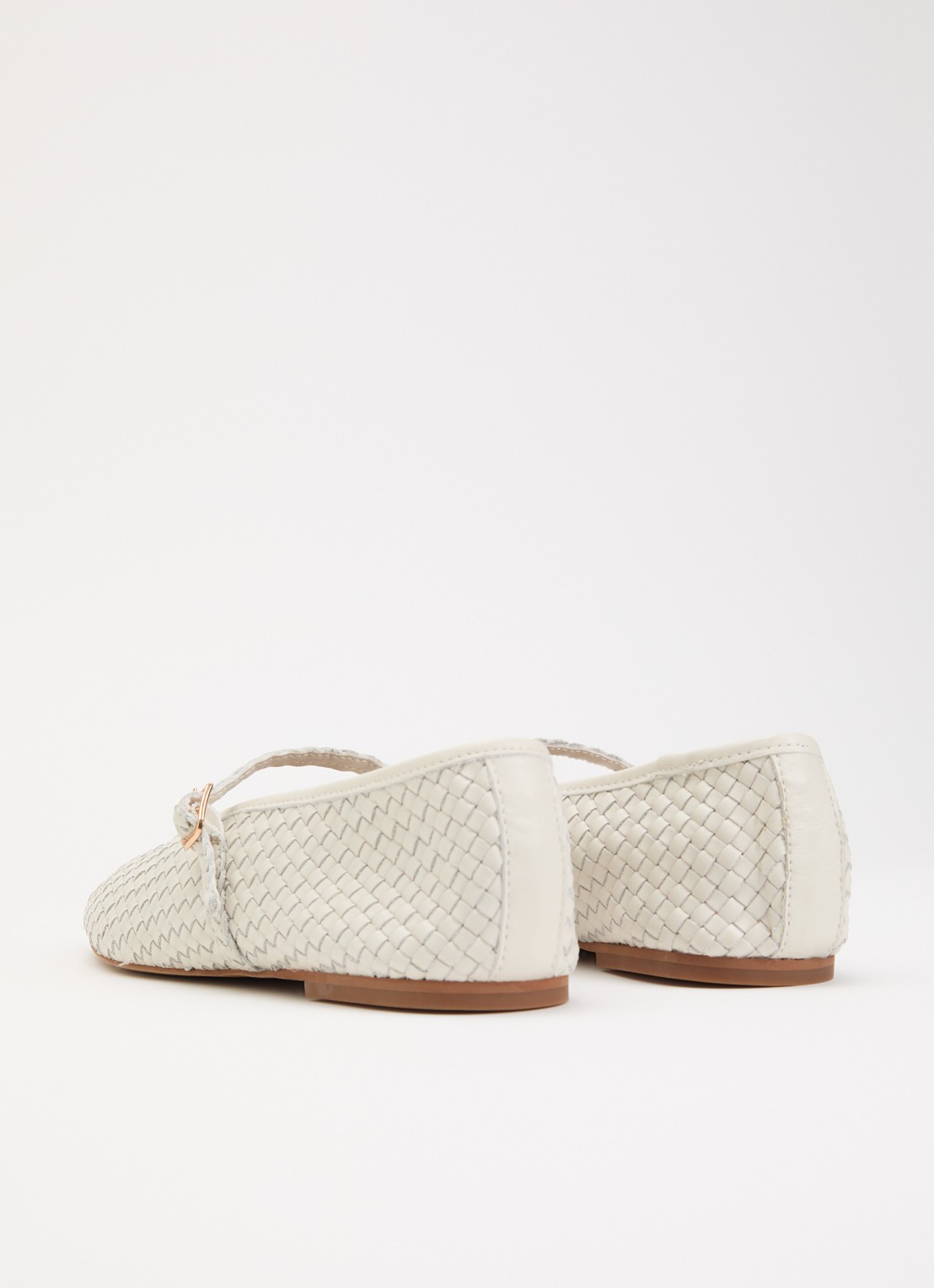 Dune London Headliner Mary Jane ballerina van leer - achterkant 2 gebroken wit