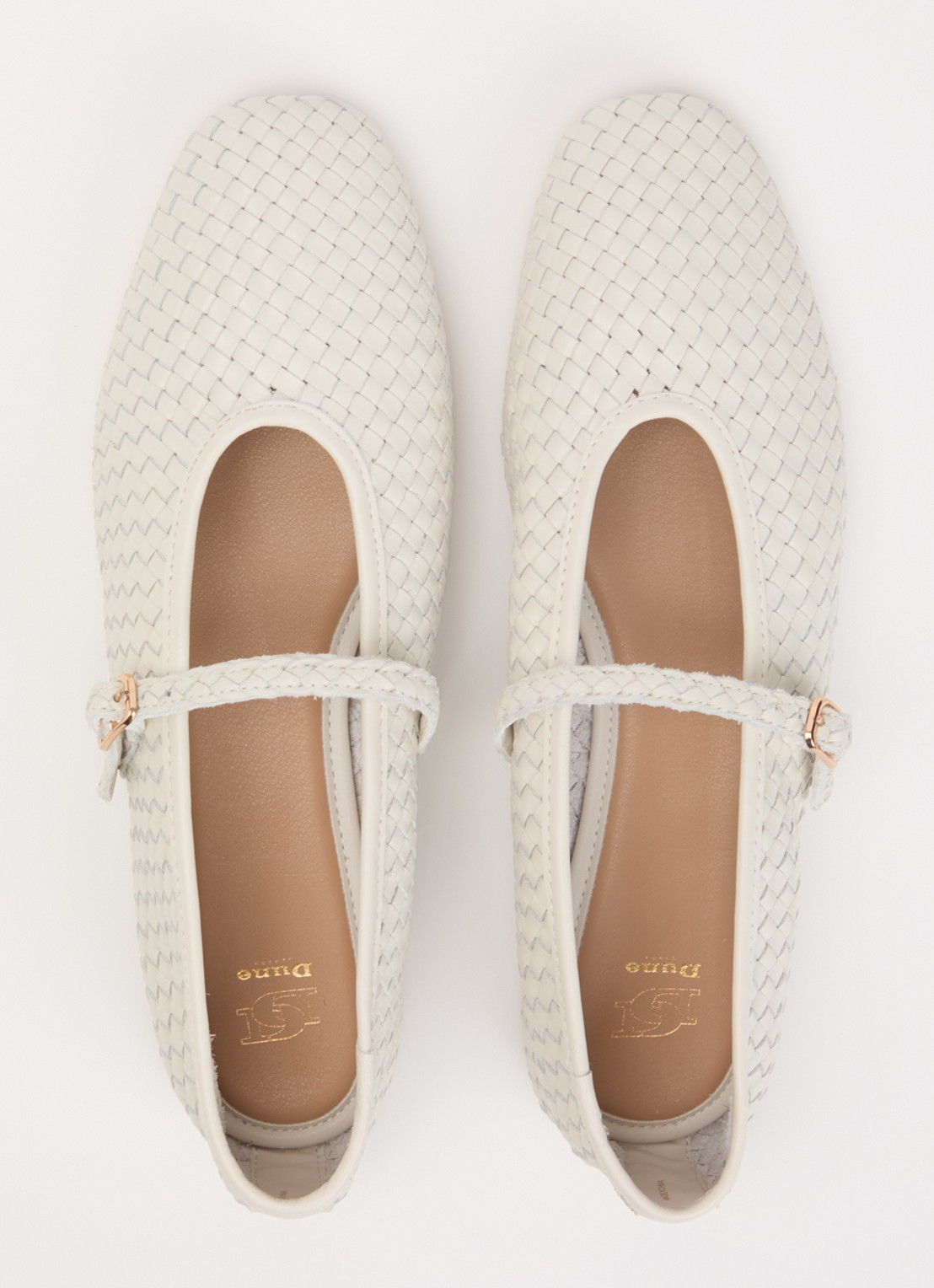 Dune London Headliner Mary Jane ballerina van leer - detail 4 gebroken wit