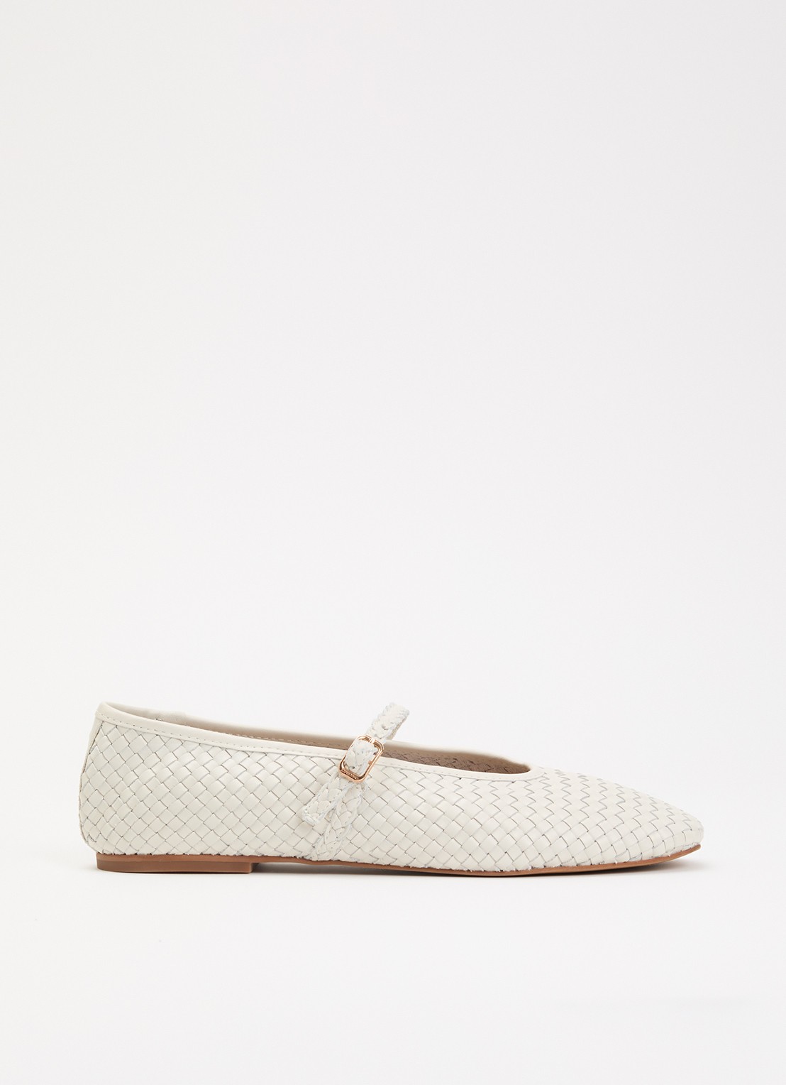 Dune London Headliner Mary Jane ballerina van leer - voorkant gebroken wit