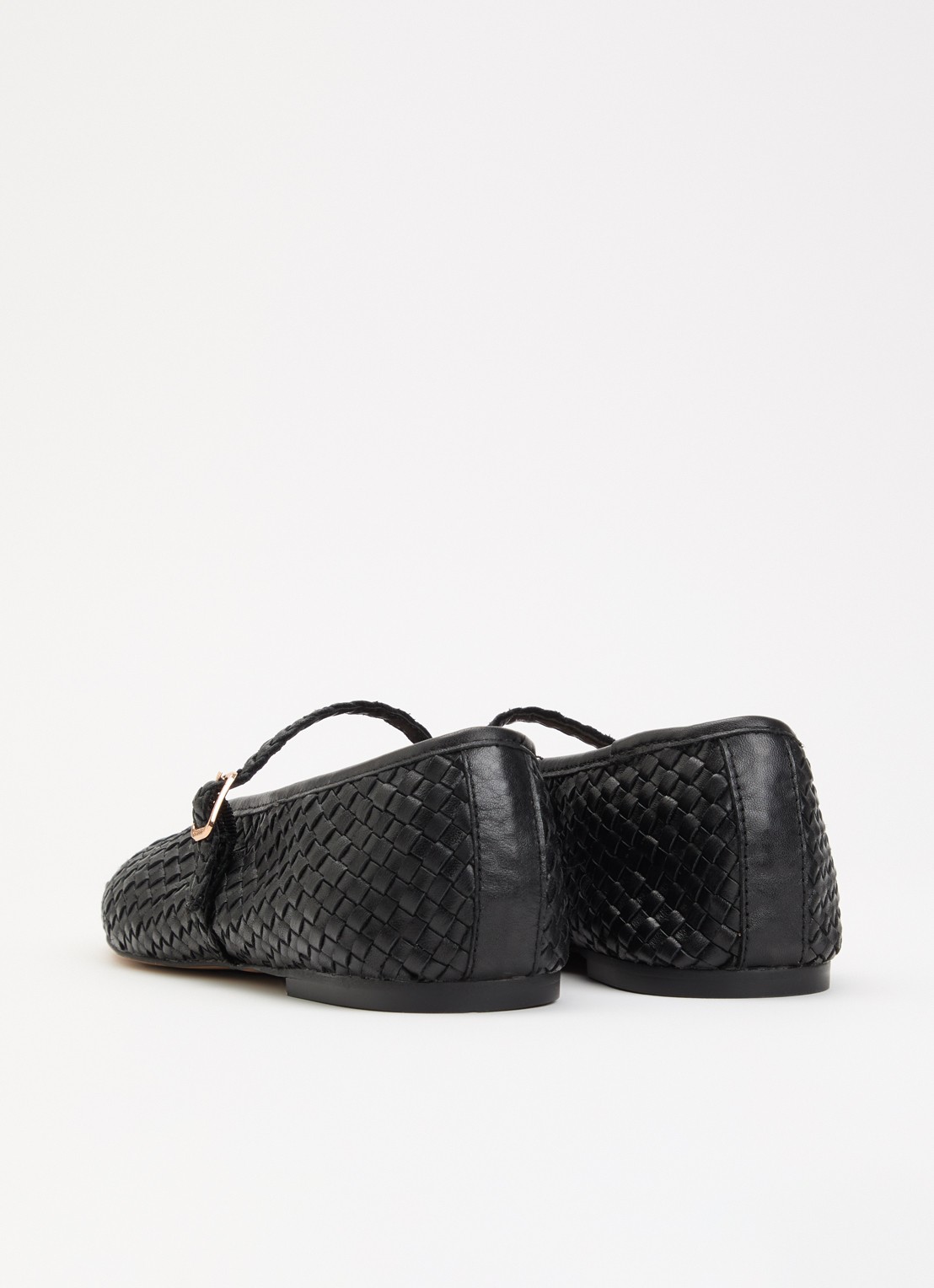 Dune London Headliner Mary Jane ballerina van leer - achterkant zwart