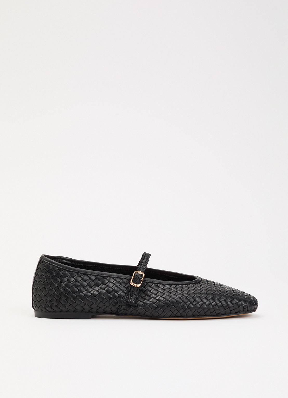 Dune London Headliner Mary Jane ballerina van leer - voorkant 2 zwart