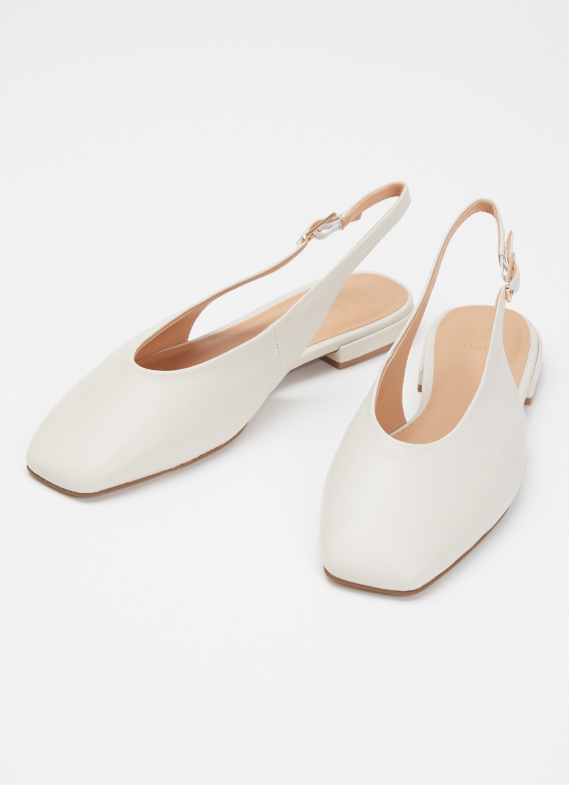 Dune London Heartbeat slingback van leer - detail wit