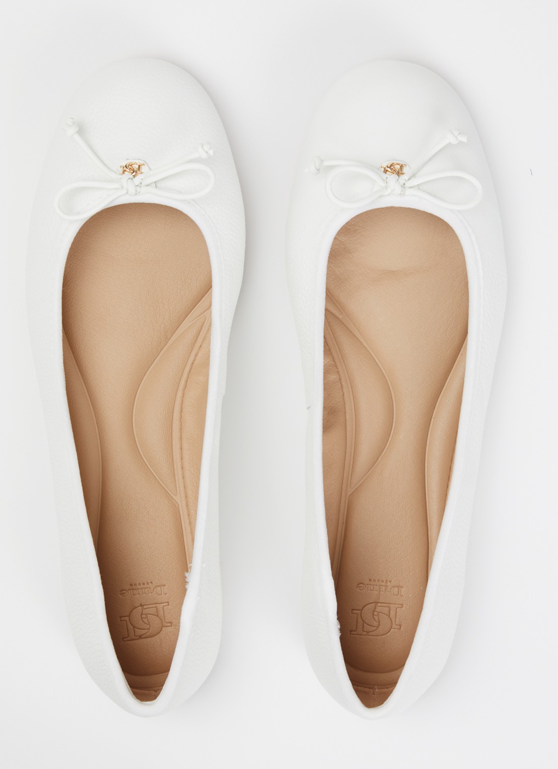 Dune London Helenne ballerina van leer - detail 4 wit