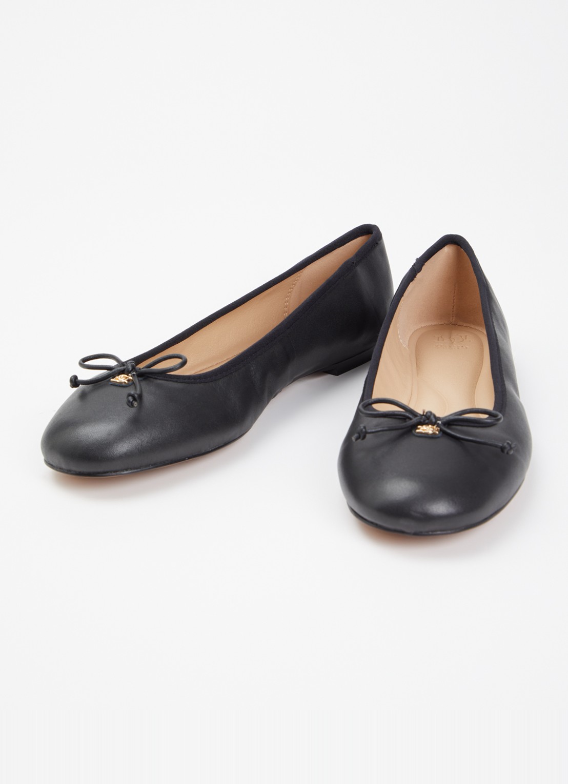 Dune London Helenne ballerina van leer - detail zwart