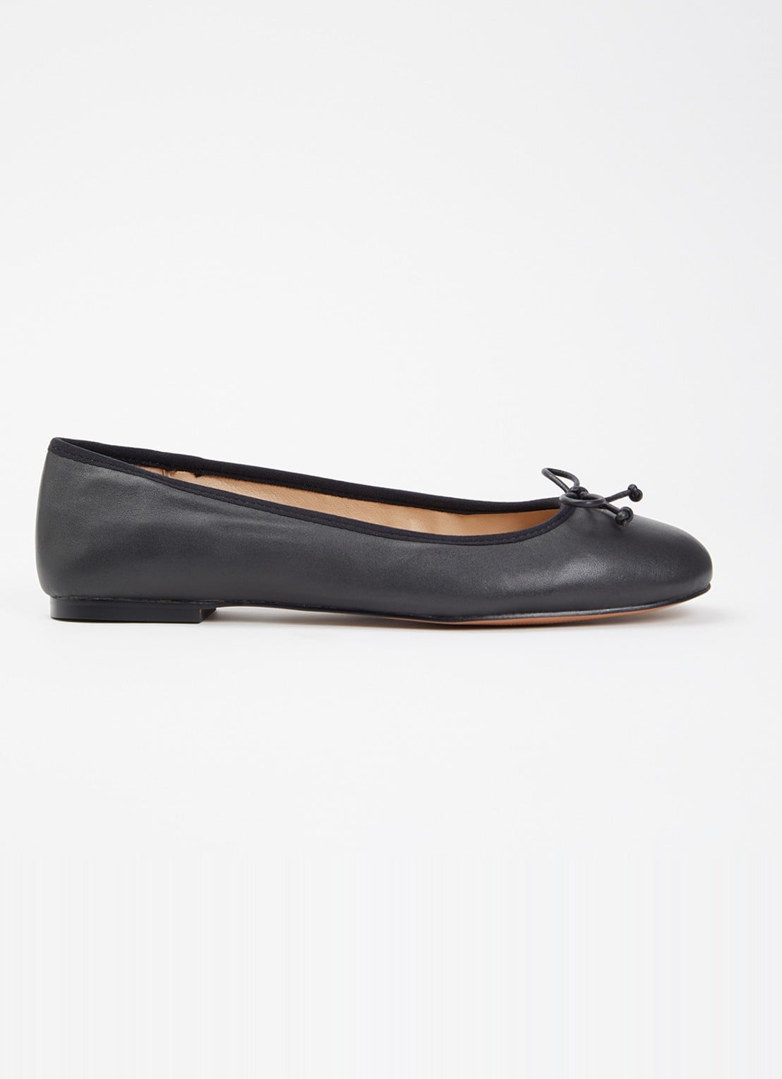 Dune London Helenne ballerina van leer - voorkant 4 zwart