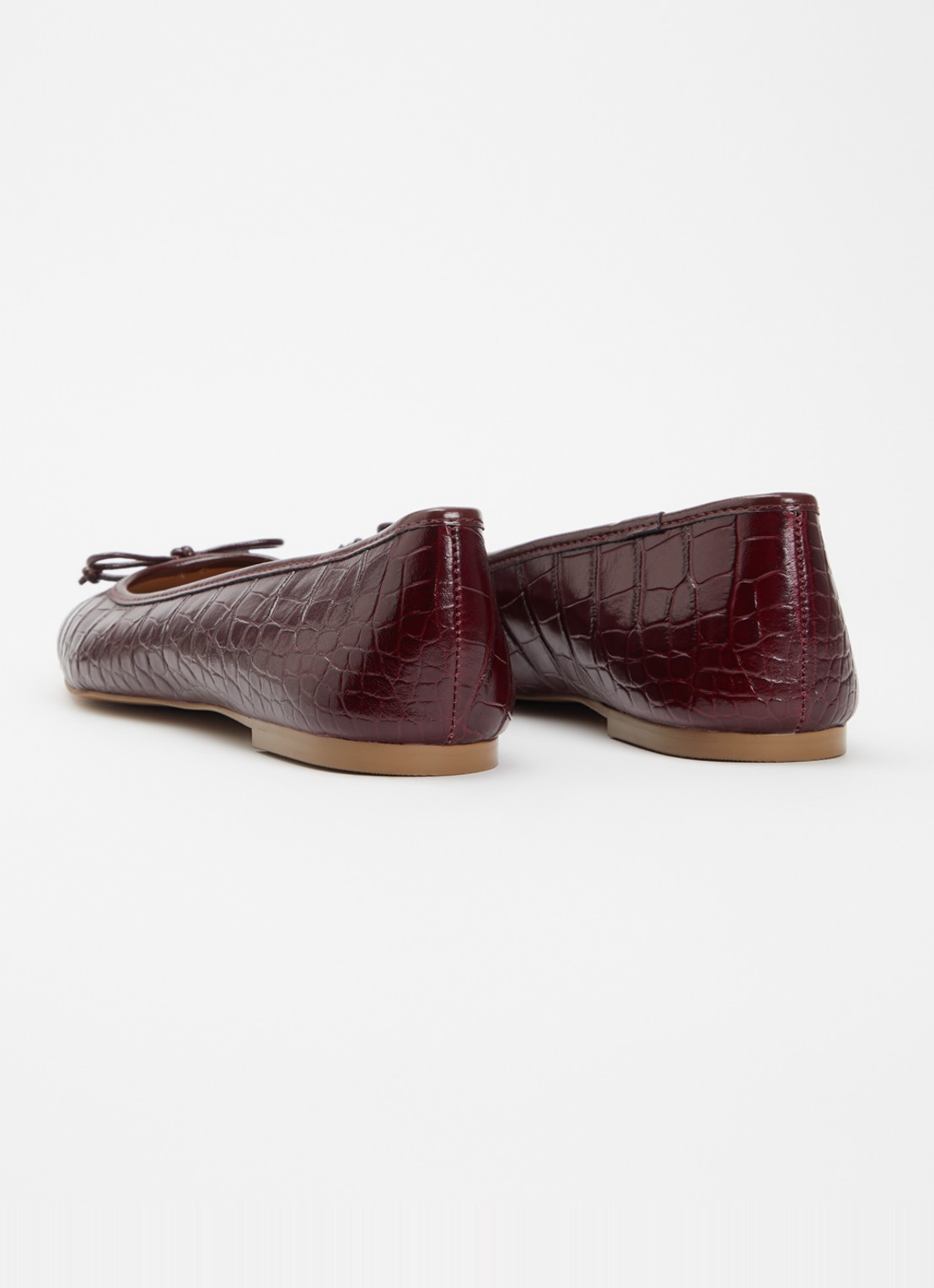 Dune London Helenne ballerina van leer - achterkant bordeauxrood